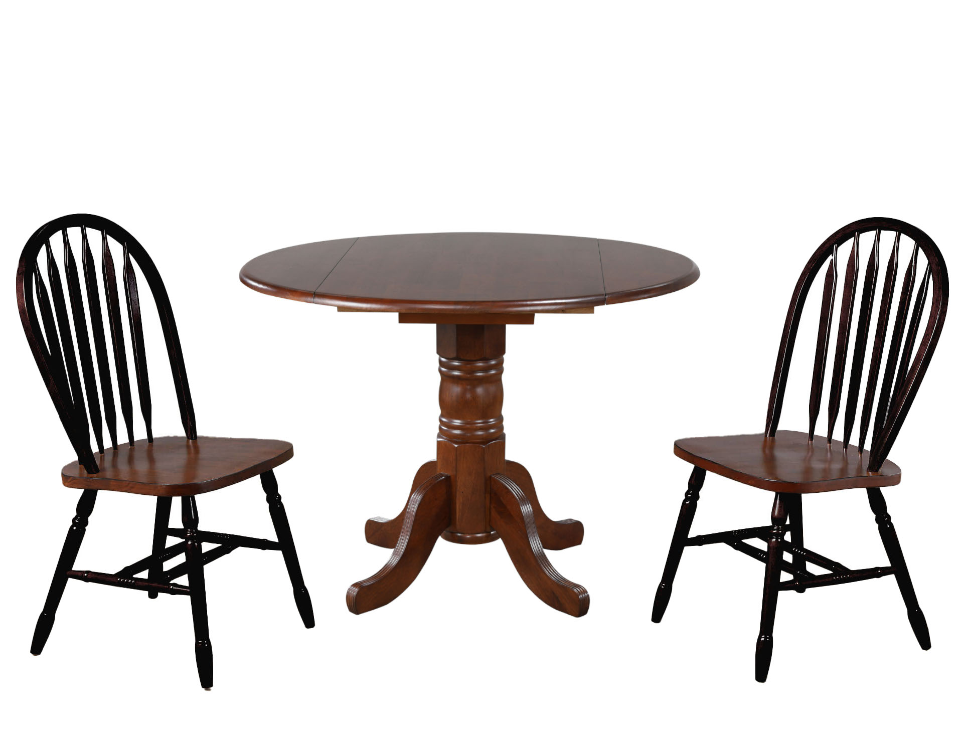 Sunset Trading Antique Black Cherry Chestnut Brown 3pc Round Extendable Din...