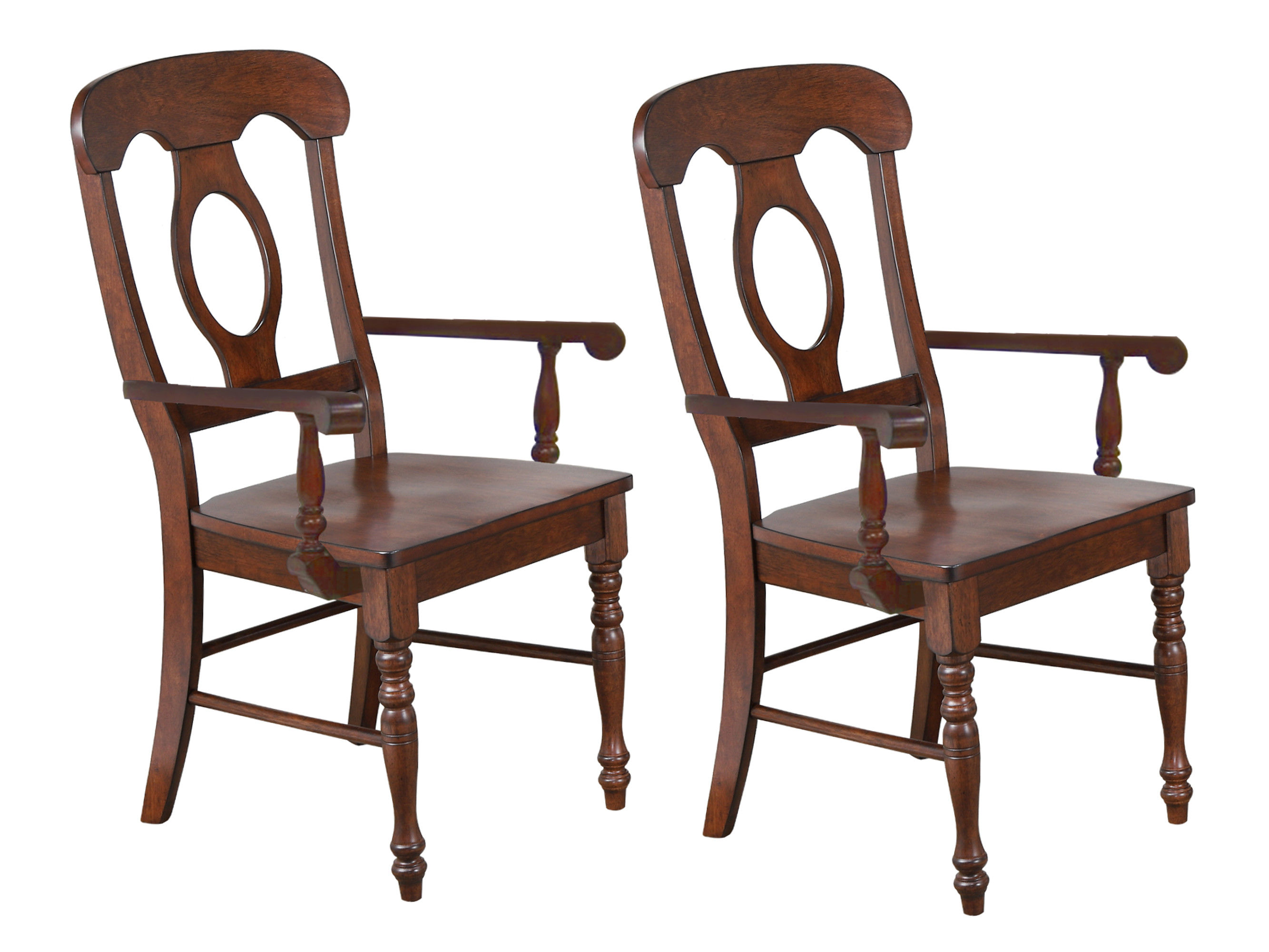 2 Sunset Trading Andrews Chestnut Brown Napoleon Arm Chairs