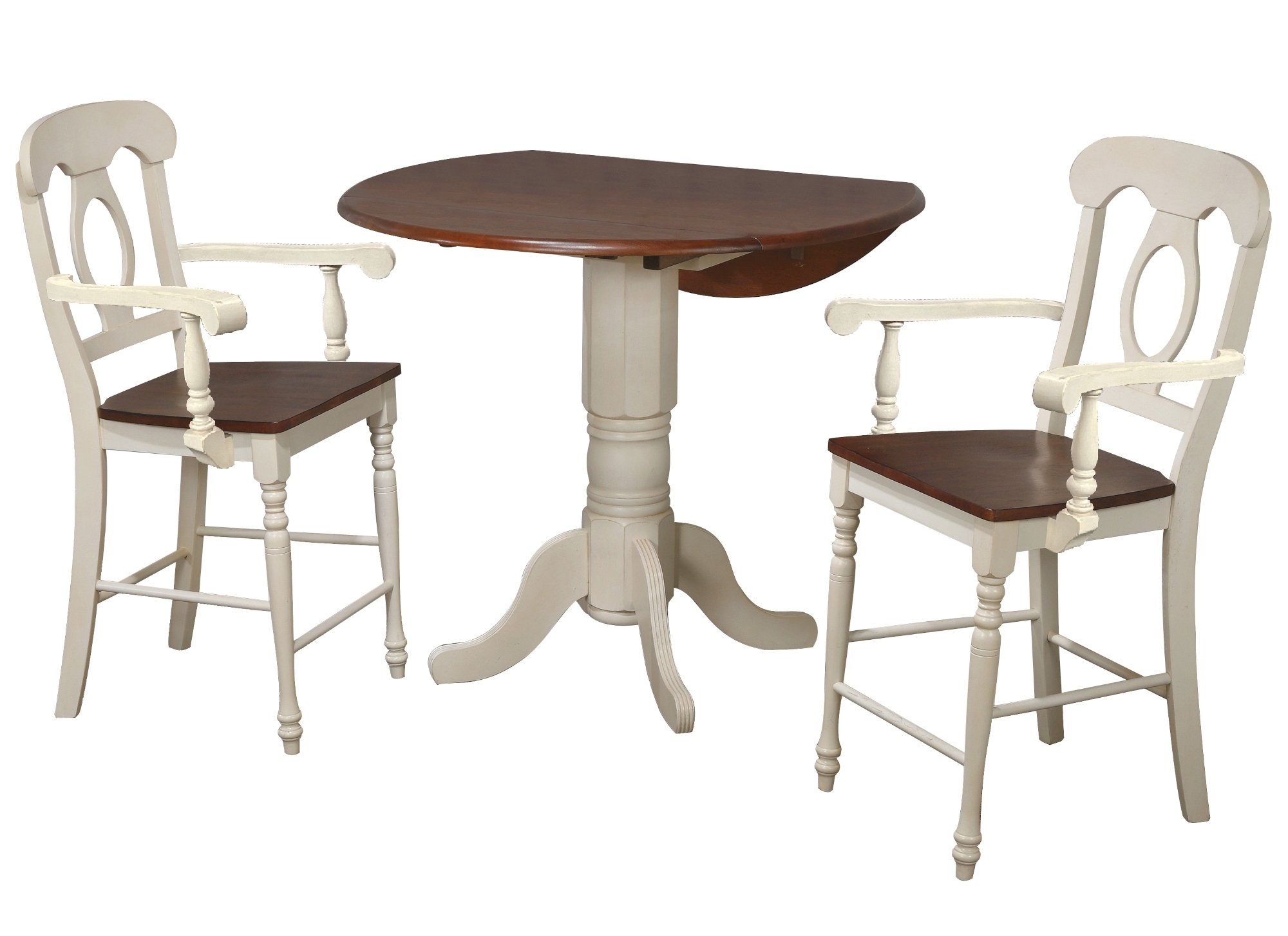 Sunset Trading Andrews White Chestnut Brown 3pc Drop Leaf Pub Set