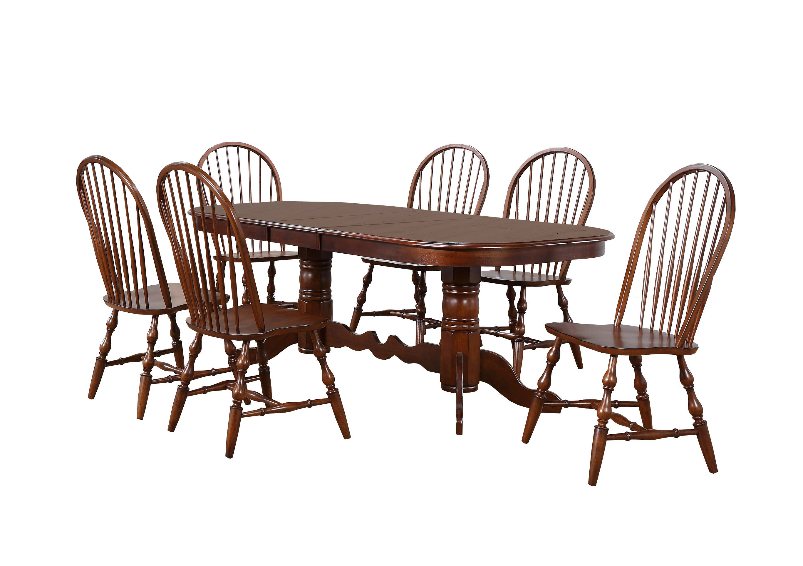 Sunset Trading Andrews Chestnut Brown Double Pedestal 7pc Dining Set