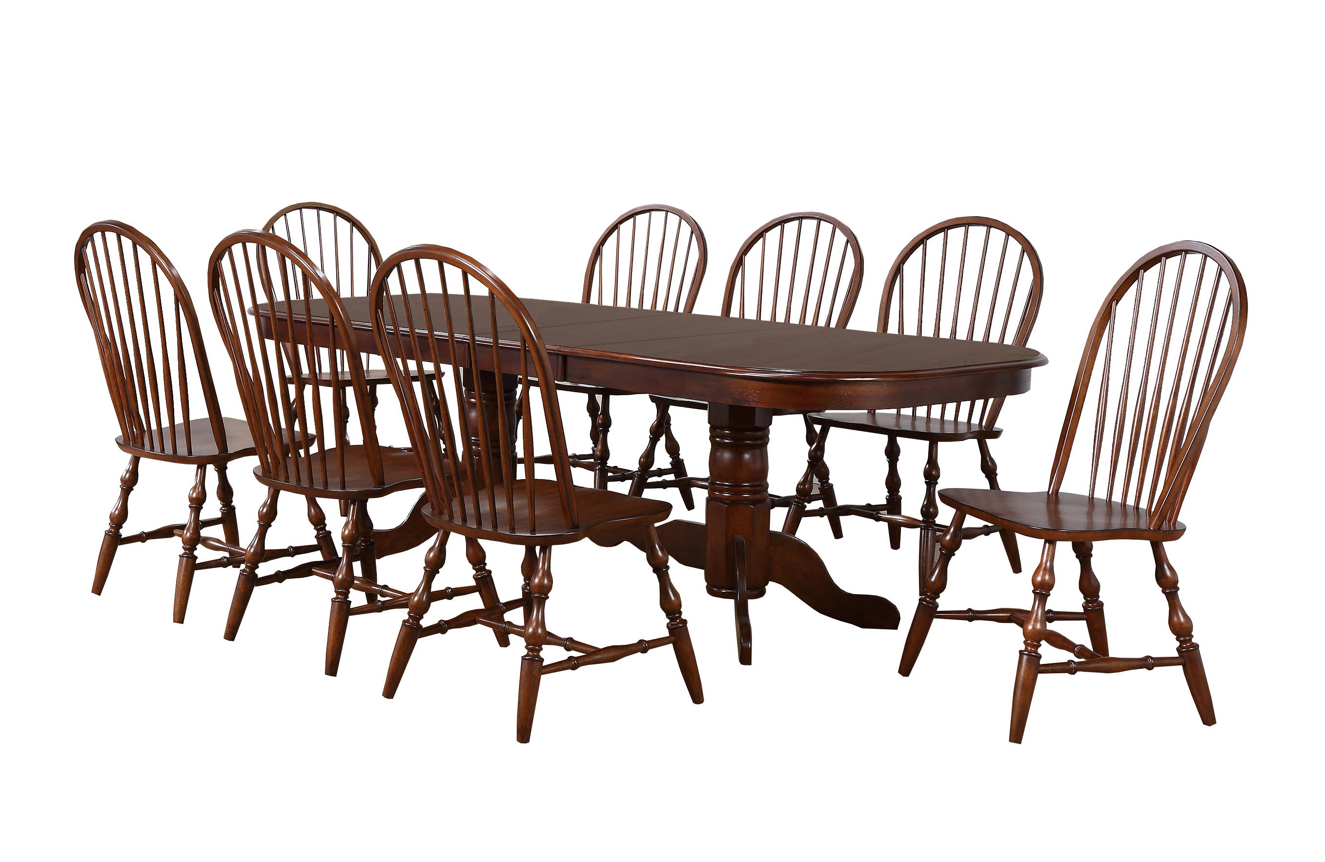 Sunset Trading Andrews Chestnut Brown Double Pedestal 9pc Dining Set
