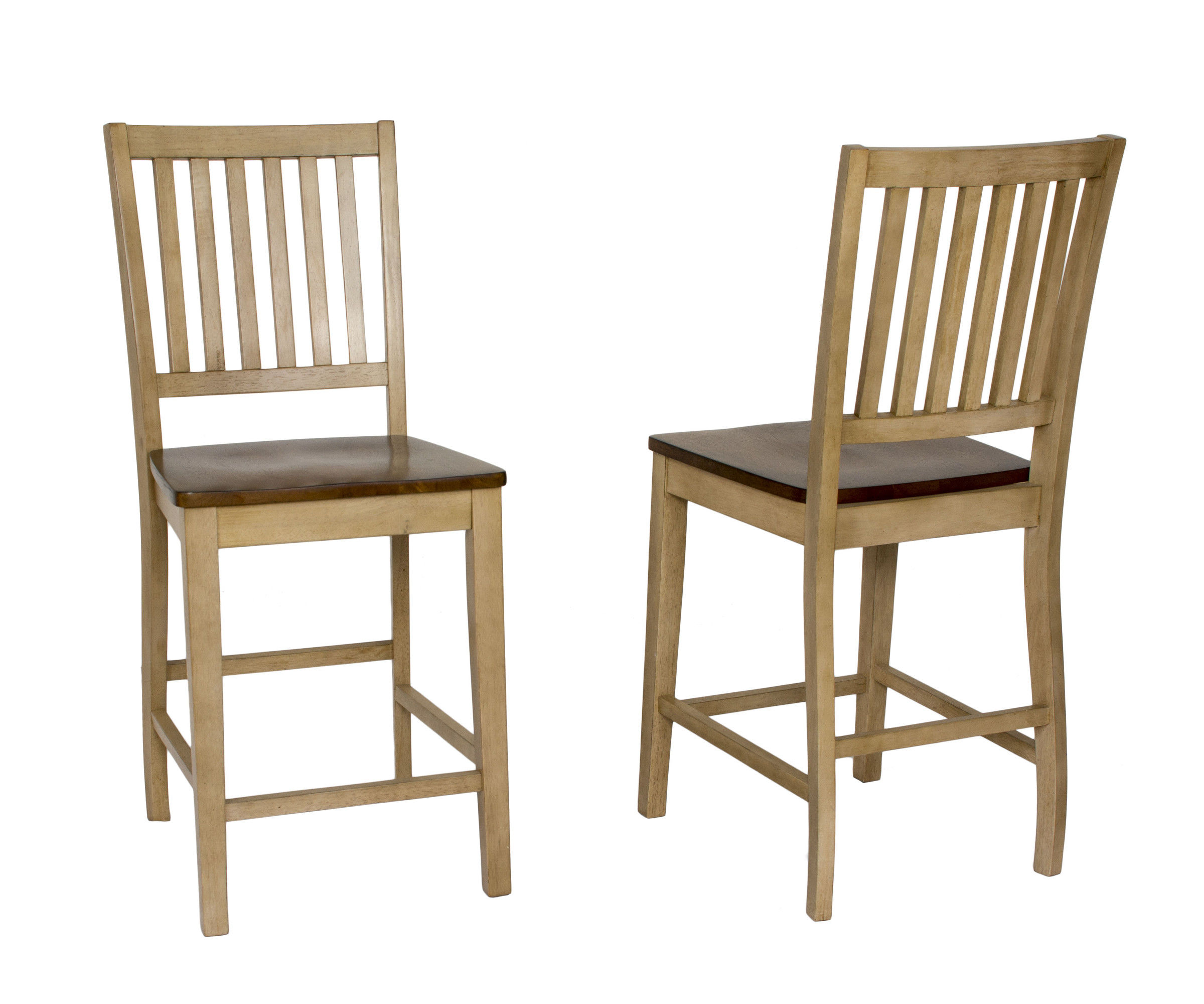 2 Sunset Trading Brook Light Creamy Wheat with Warm Pecan Brown Slat Back B...