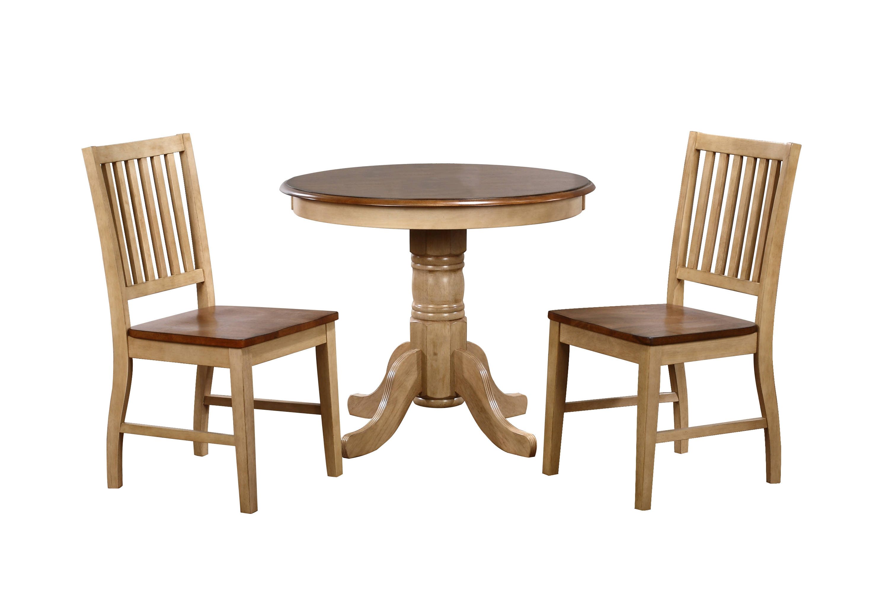 Sunset Trading Brook Light Creamy Wheat Warm Pecan Brown 3pc Dining Set wit...