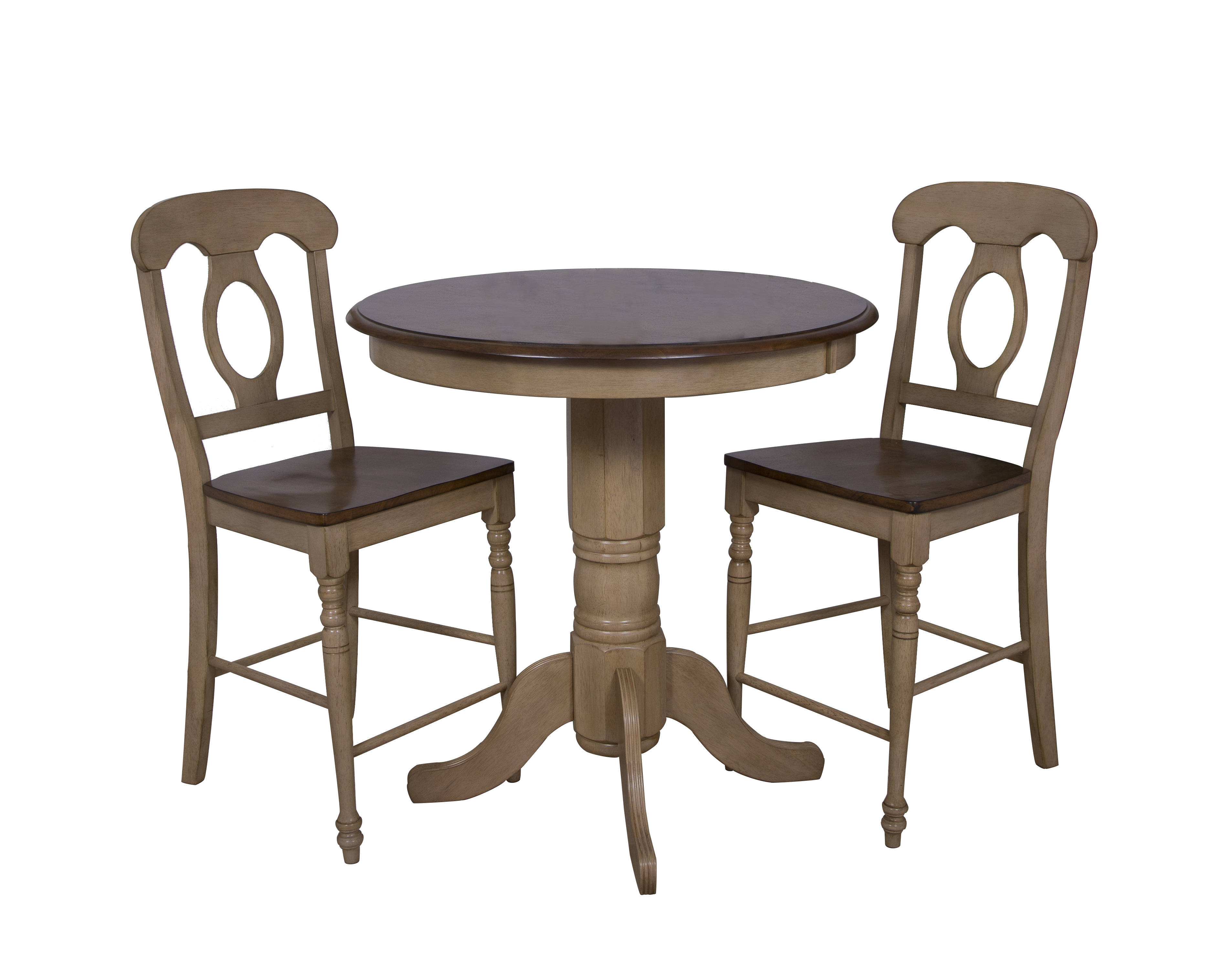 Sunset Trading Brook Light Creamy Wheat Warm Pecan Brown 3pc Pub Set with N...
