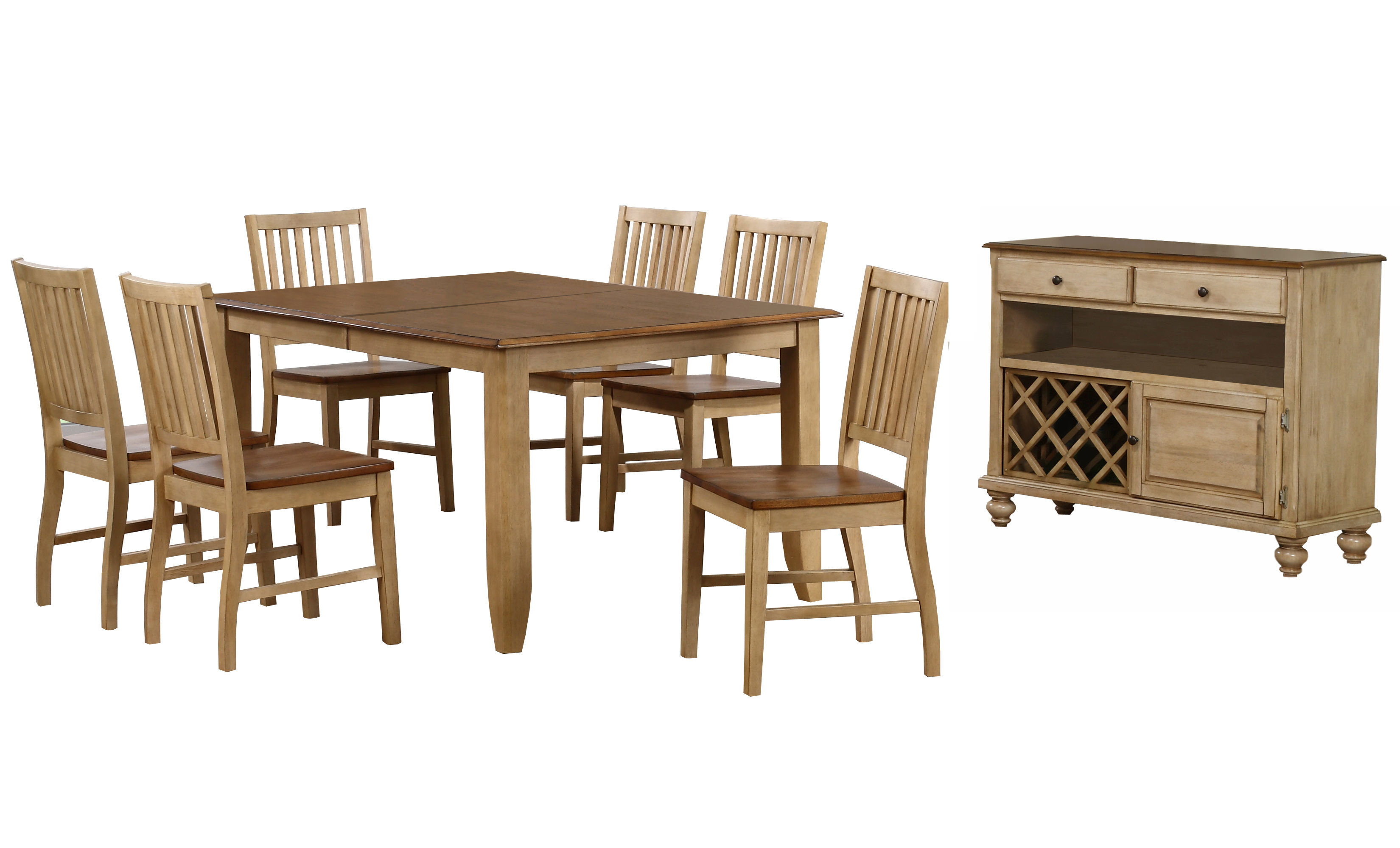 Sunset Trading Brook Light Creamy Wheat Warm Pecan Brown 8pc Table Dining S...