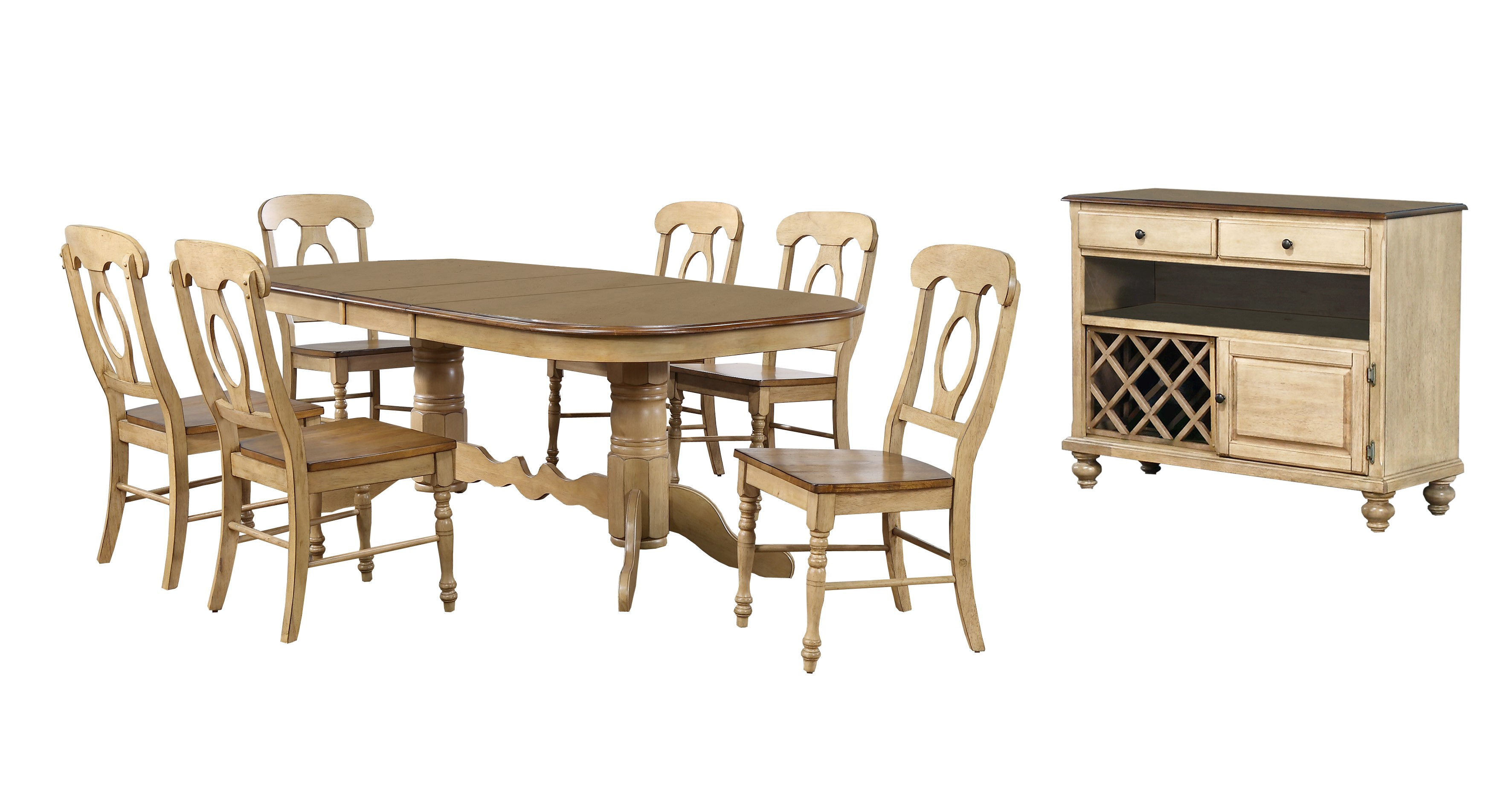 Sunset Trading Brook Light Creamy Wheat Warm Pecan Brown Extendable 8pc Din...