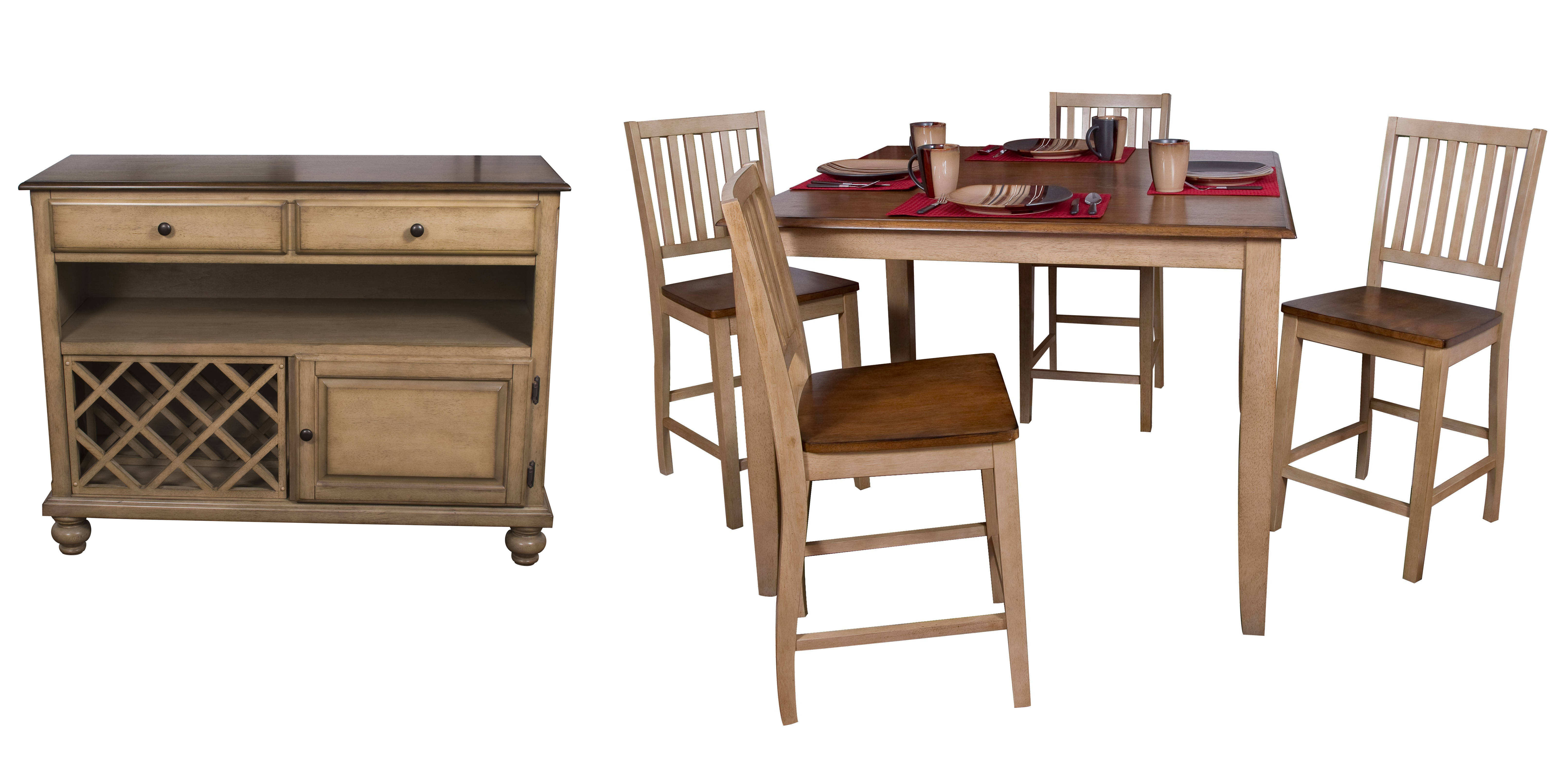 Sunset Trading Brook Light Creamy Wheat Warm Pecan Brown 6pc Pub Set with S...