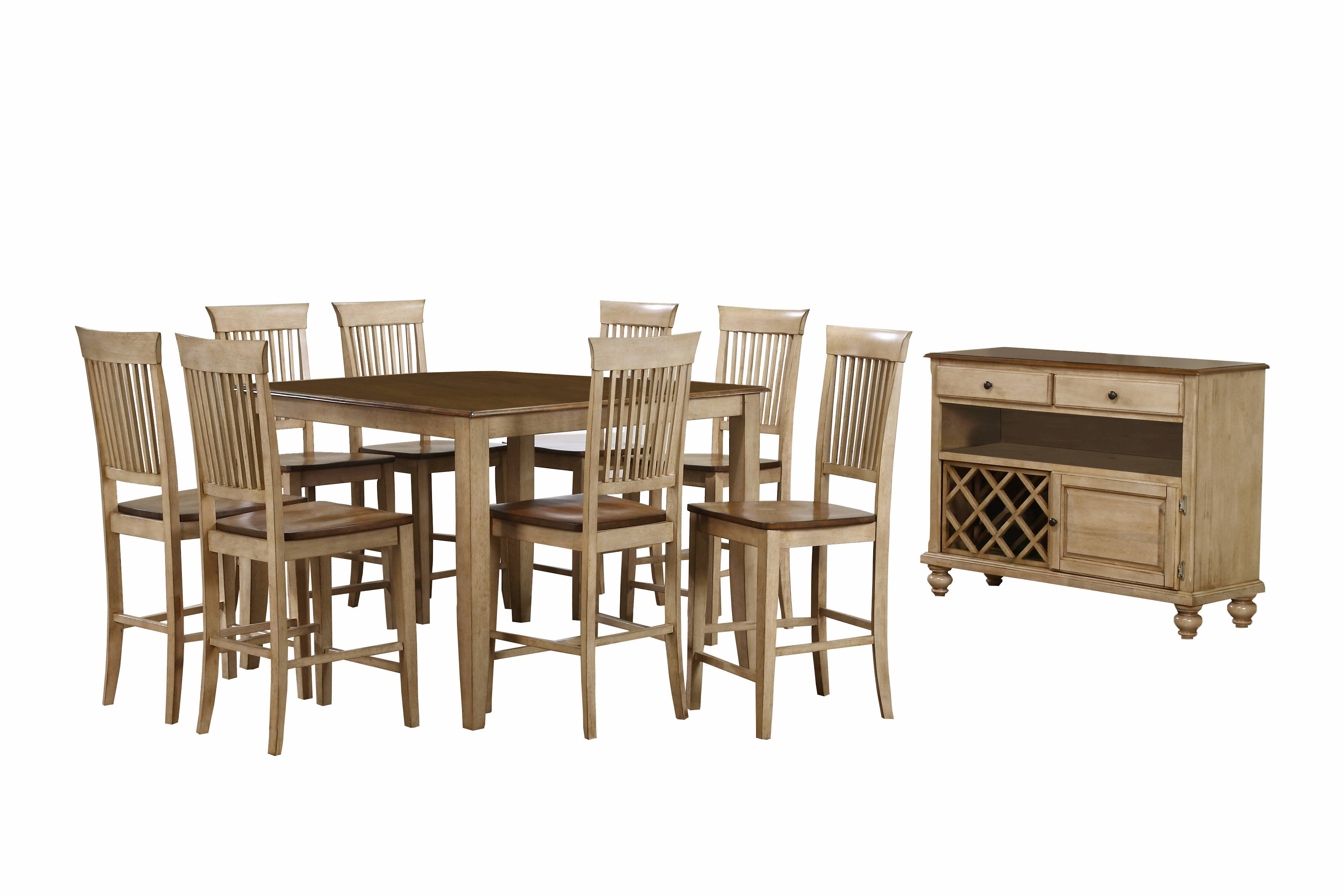 Sunset Trading Brook Light Creamy Wheat Warm Pecan Brown 10pc Pub Set with ...
