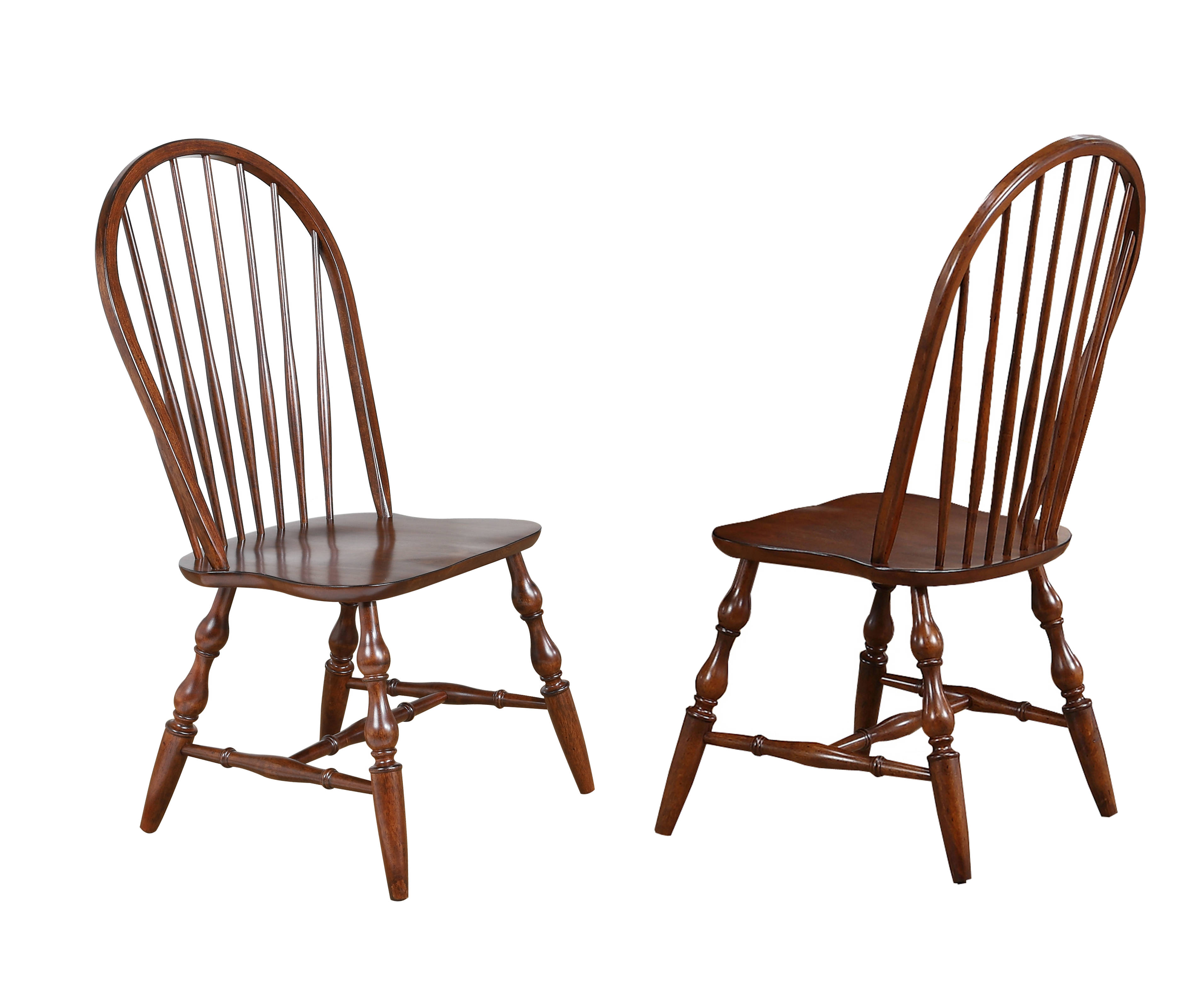 2 Sunset Trading Andrews Chestnut Windsor Spindleback Dining Chairs