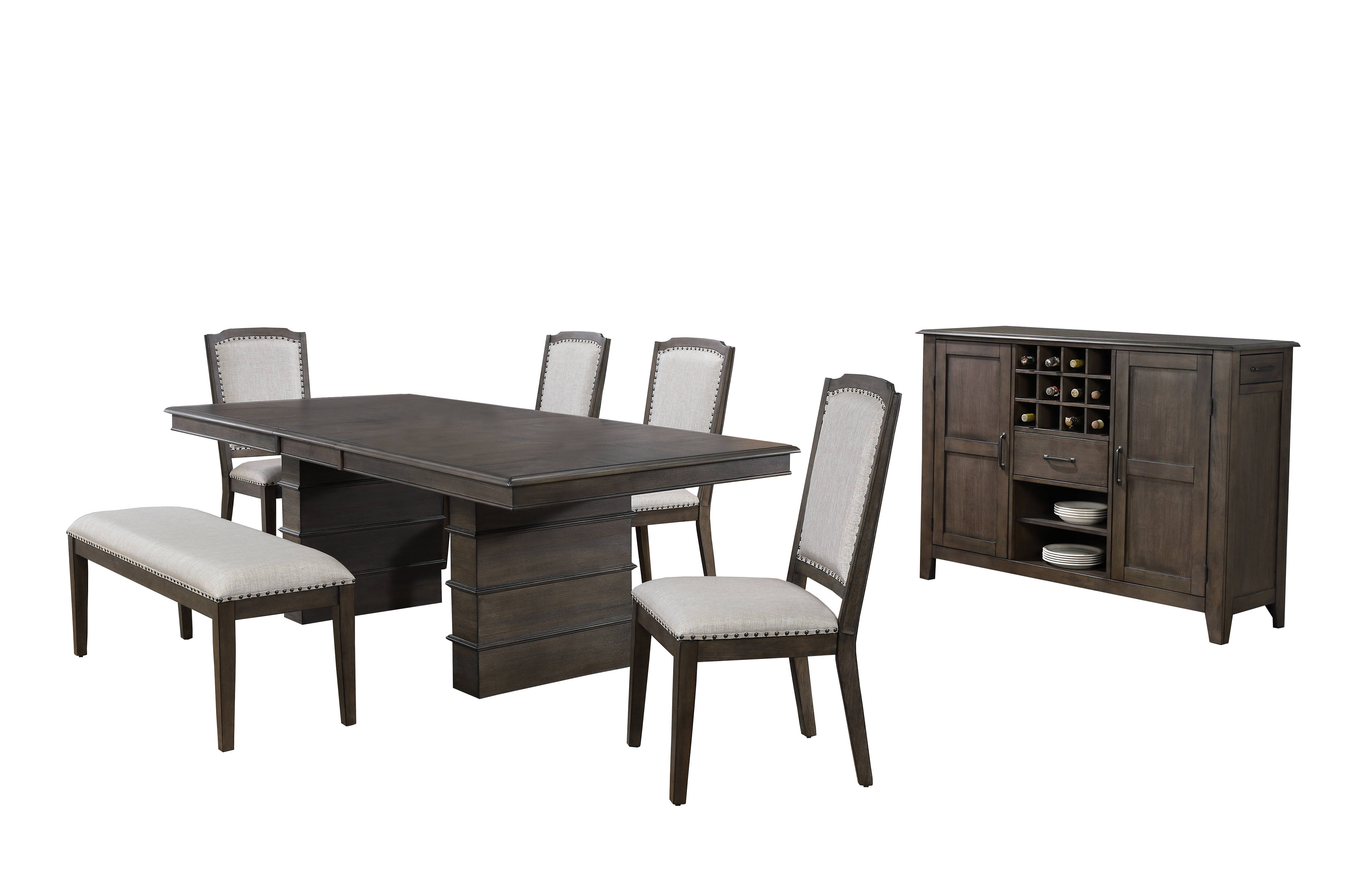 Sunset Trading Cali Gray Brown Extendable 7pc Dining Set