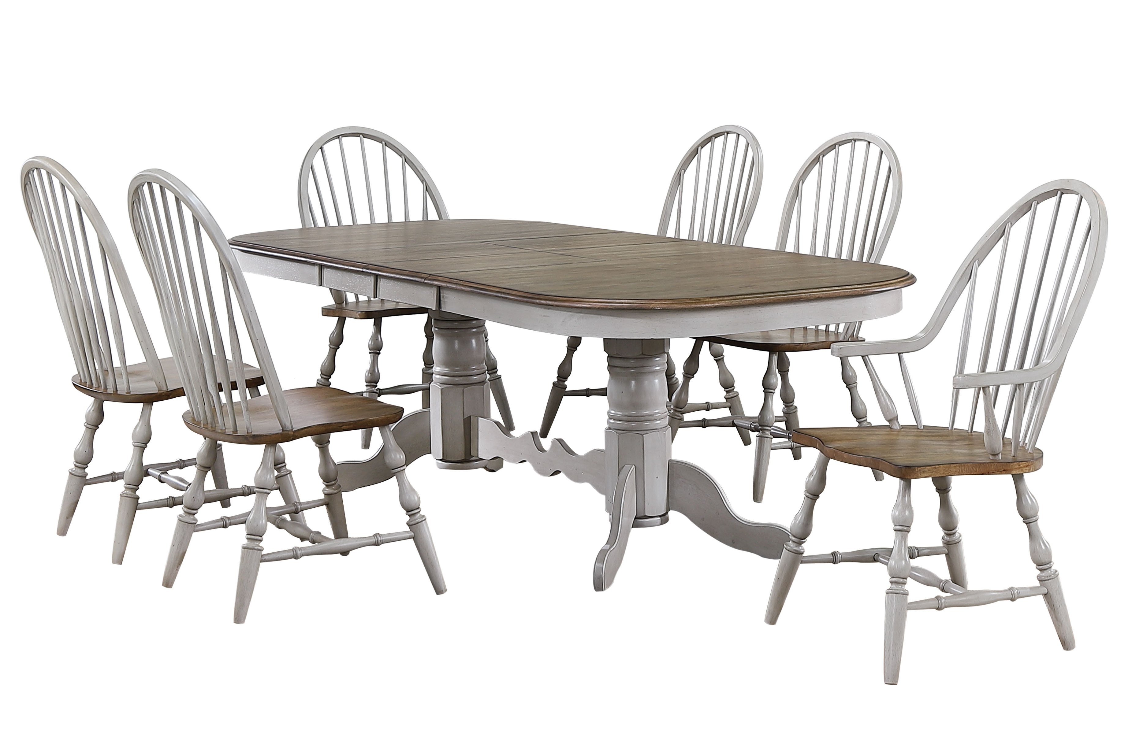Sunset Trading Country Grove Gray Brown Wood 7pc Dining Set