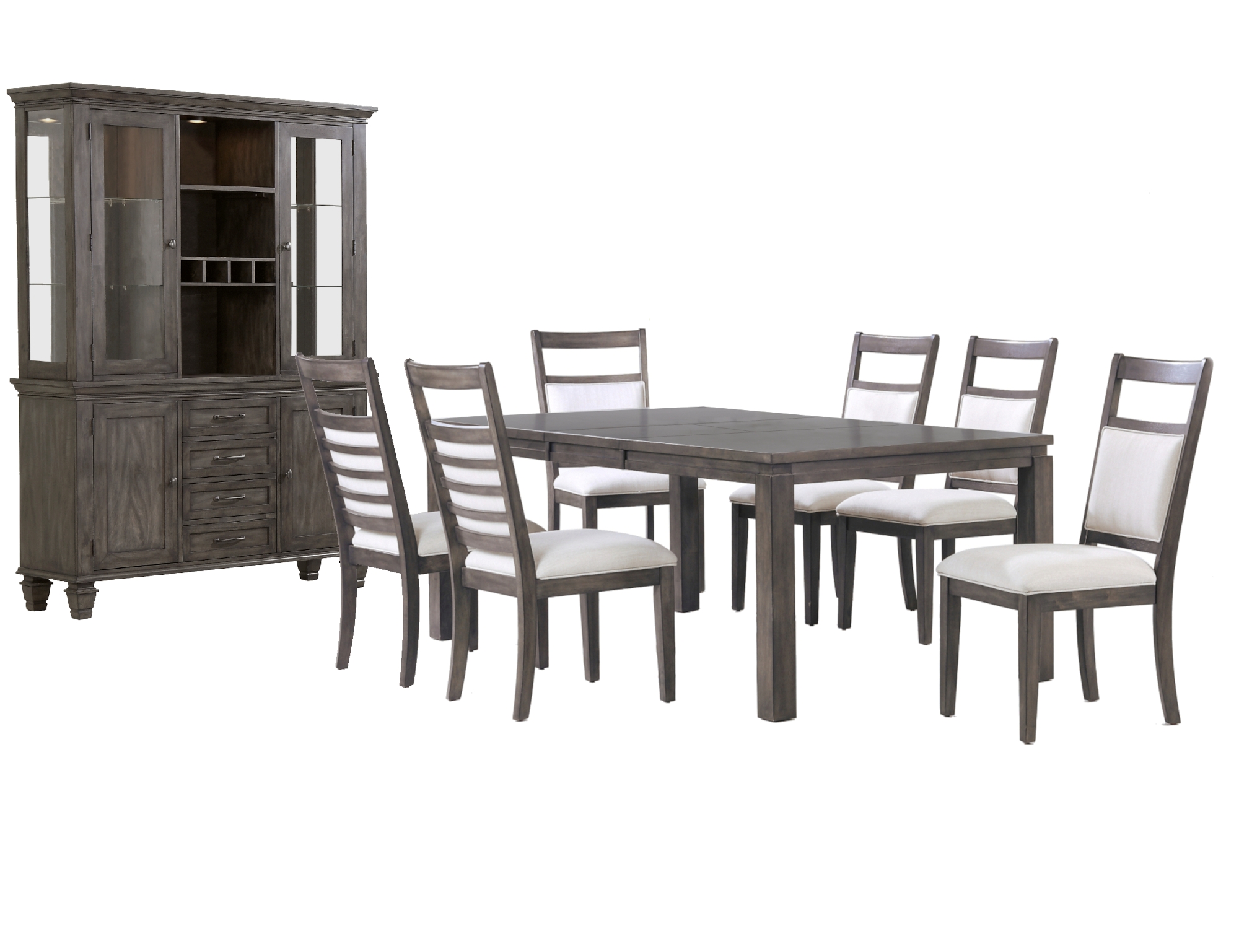 Sunset Trading Shades of Weathered Gray 9pc Dining Set with China Cabinet