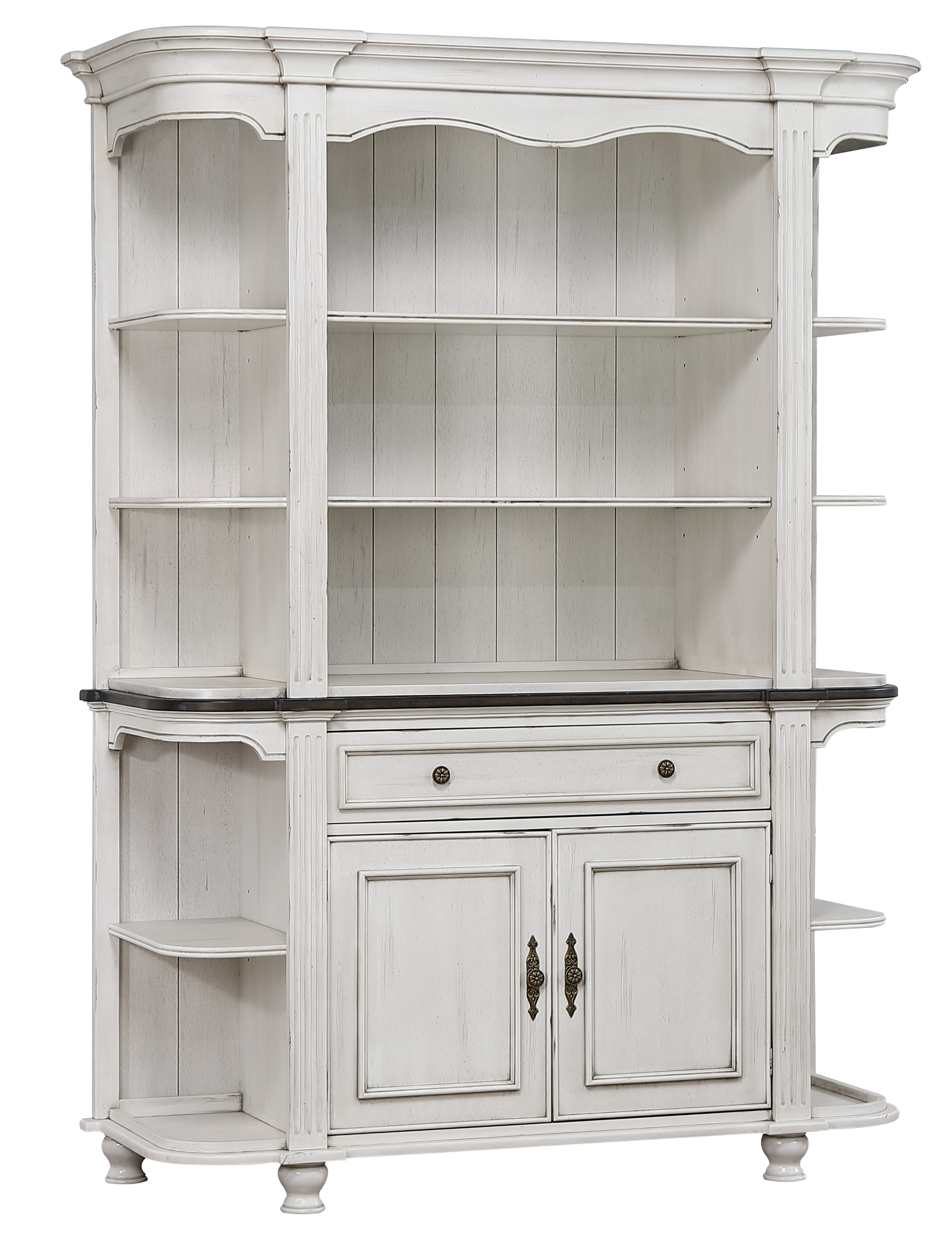Sunset Trading French Chic Antique White Walnut Brown China Cabinet