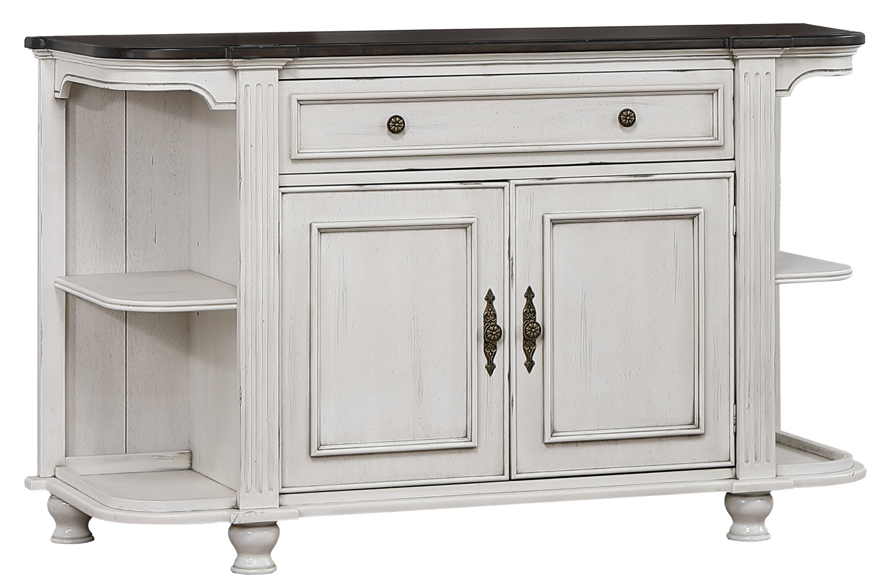 Sunset Trading French Chic Antique White Walnut Brown Sideboard
