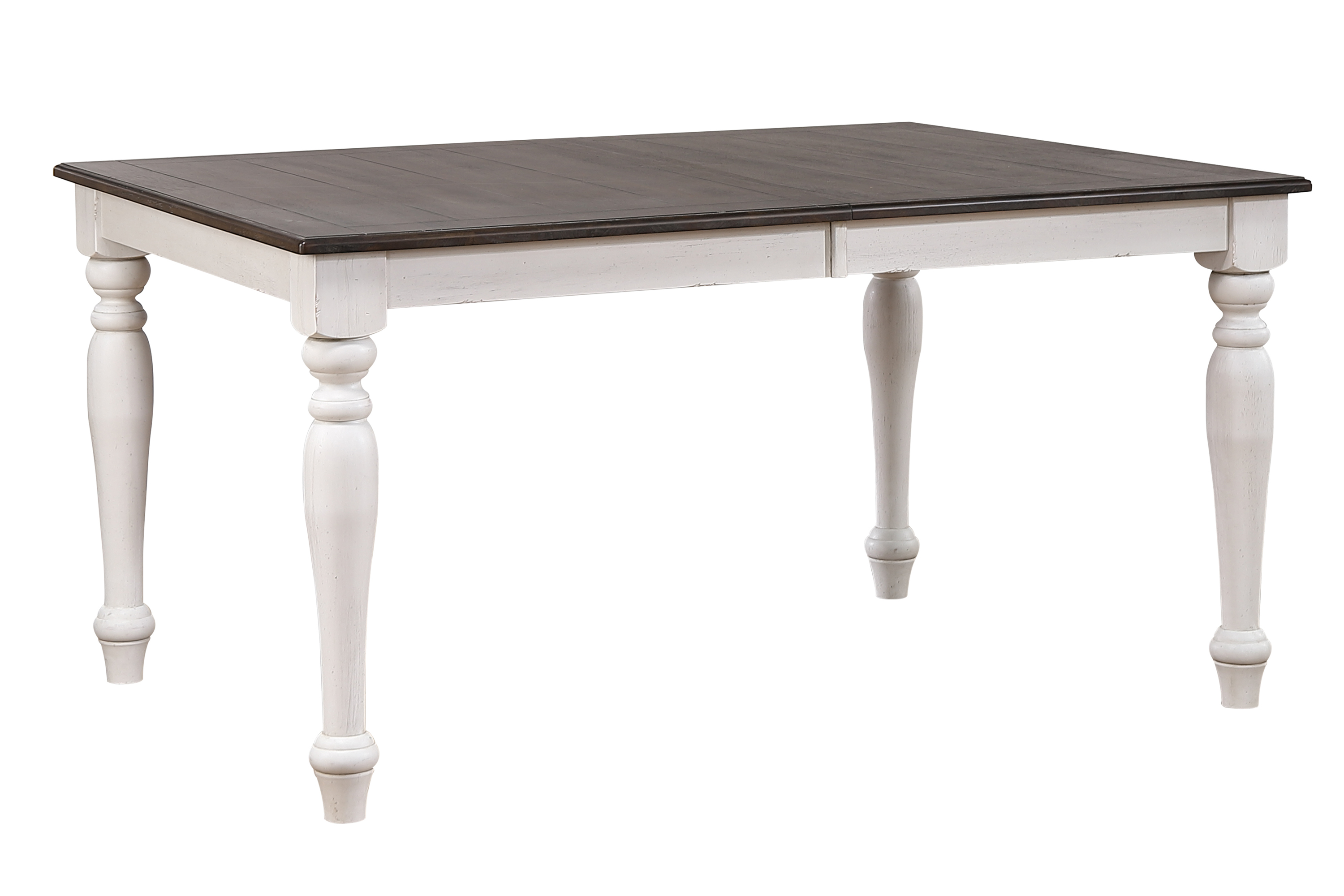 Sunset Trading French Chic Antique White Walnut Brown Expandable Dining Tab...