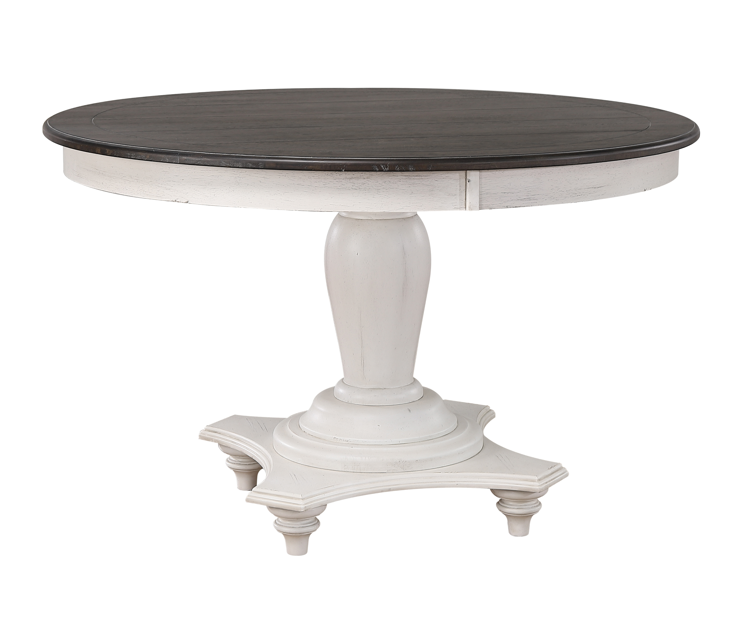 Sunset Trading French Chic Antique White Walnut Brown Round 48 Inch Adjusta...