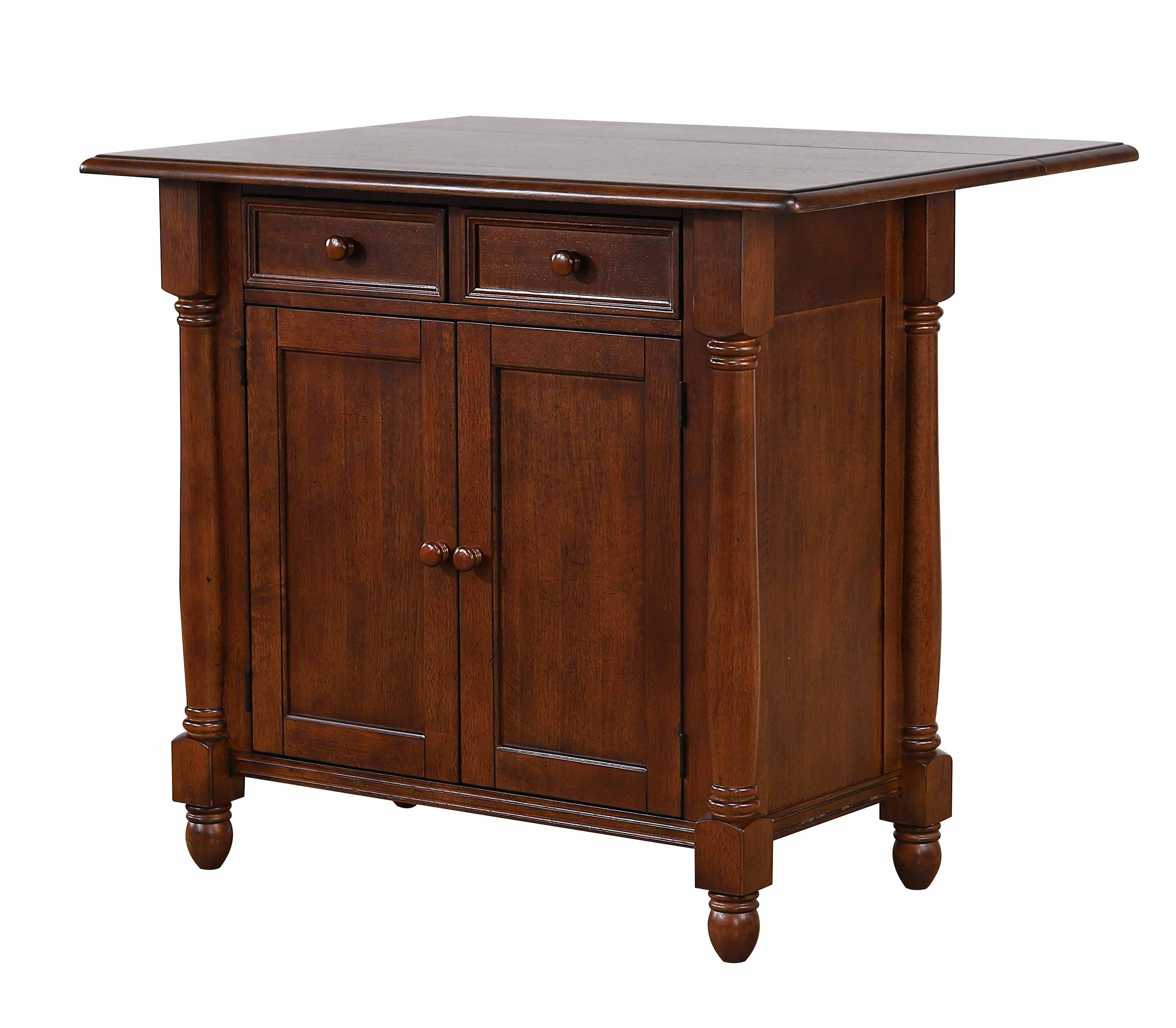 Sunset Trading Andrews Distressed Chestnut Brown Drop Leaf Kitchen Island