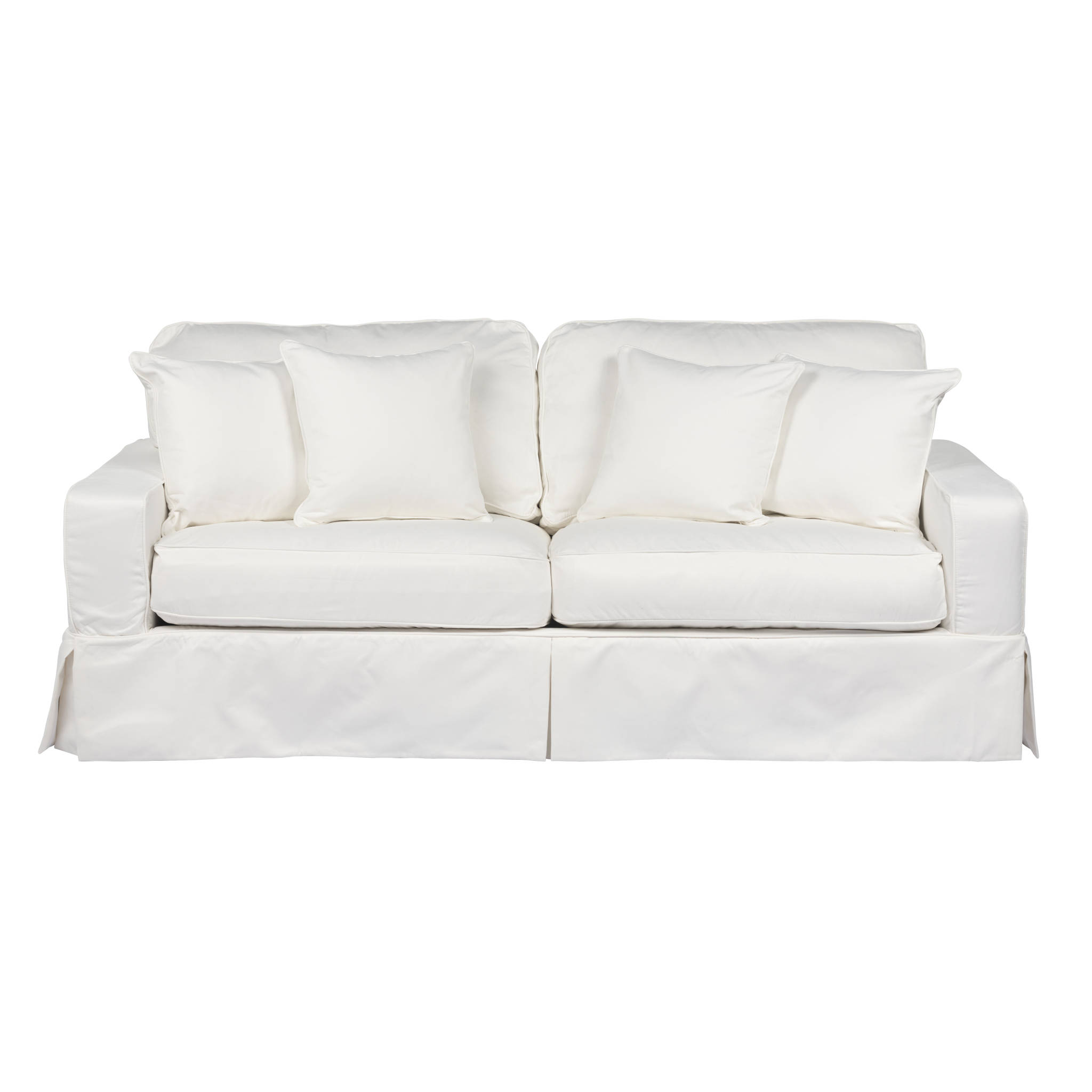 Sunset Trading Americana White Box Cushion Track Arm Slipcovered Sofa