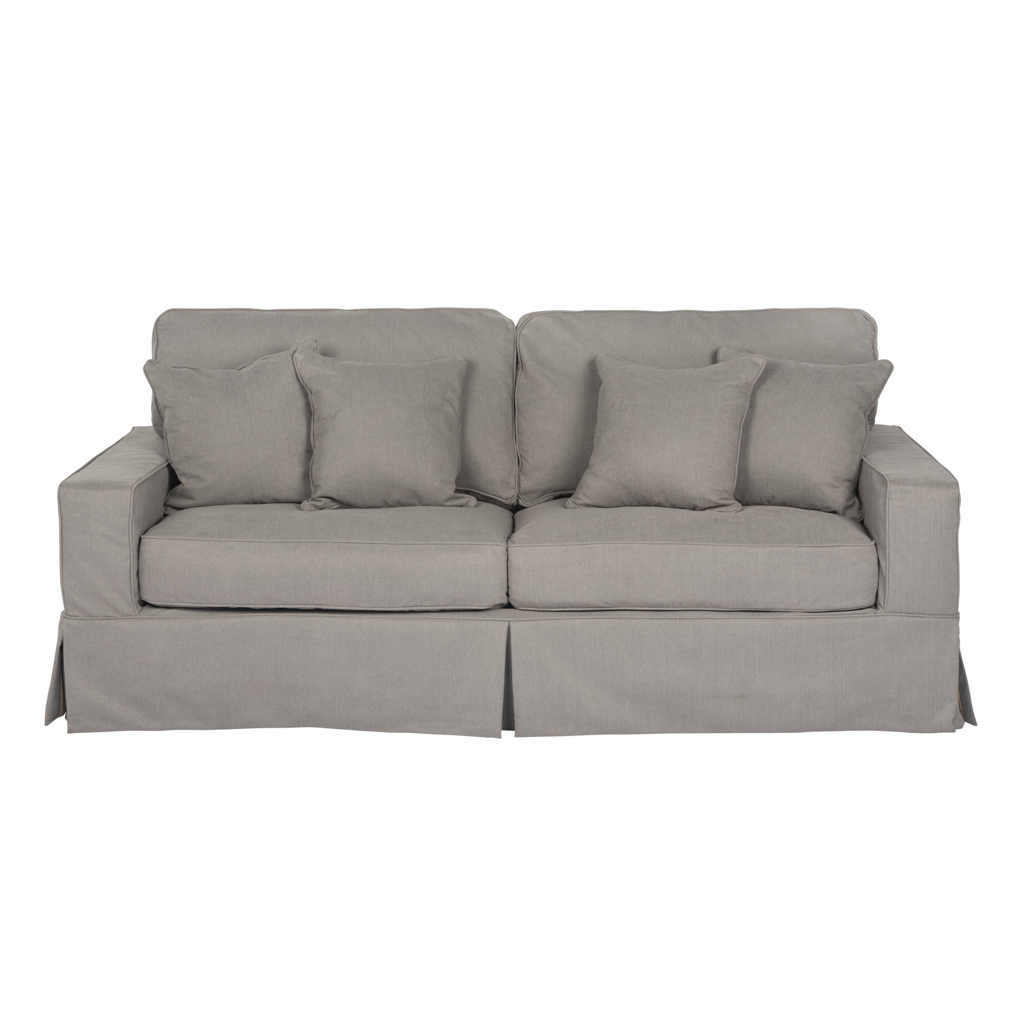 Sunset Trading Americana Box Cushion Track Arm Slipcovered Sofa | Performance Fabric Washable Water-Resistant Stain-Proof | Gray