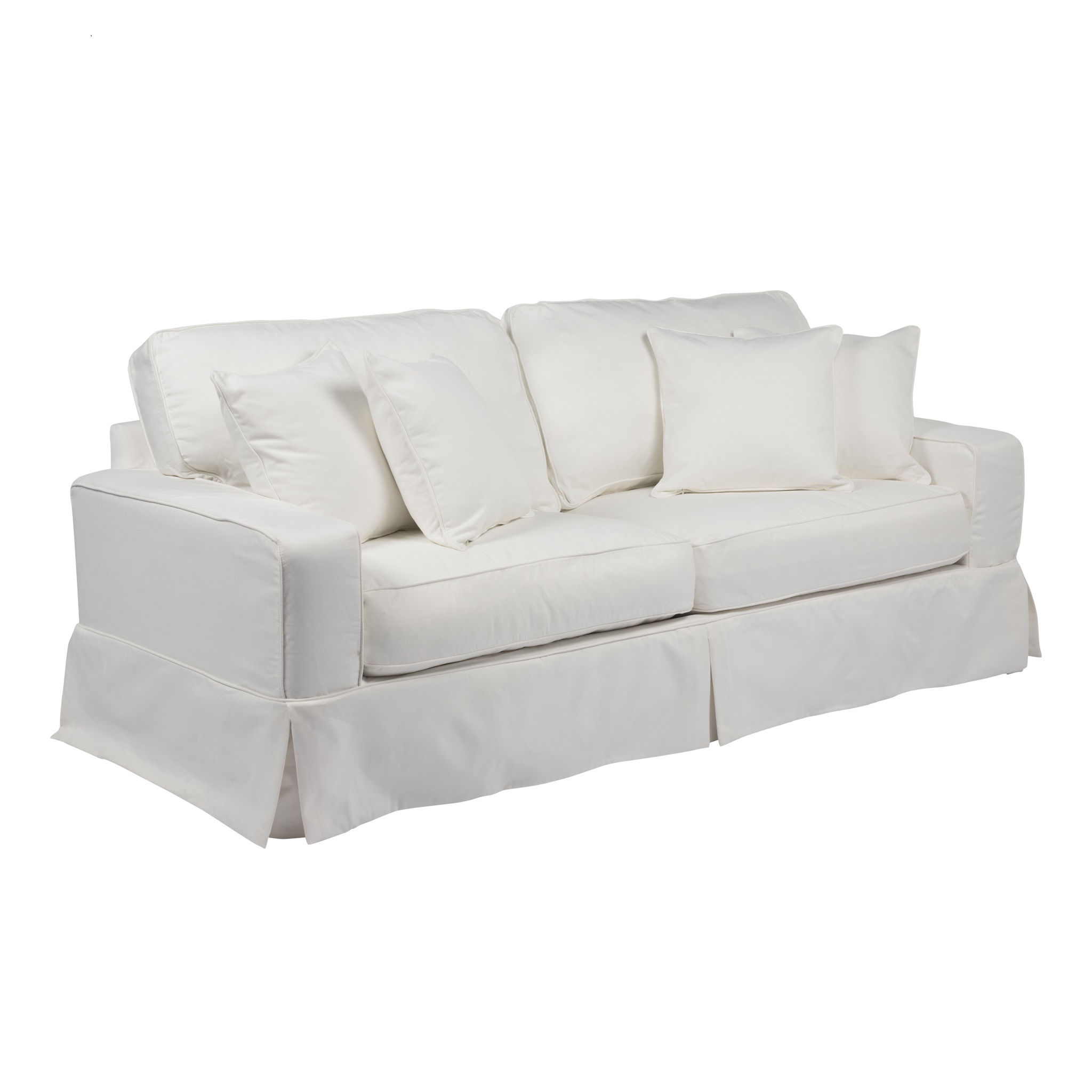 Sunset Trading Americana Replacement Slipcover Only for Box Cushion Track Arm Sofa | Performance Fabric Washable Water-Resistant Stain-Proof | White