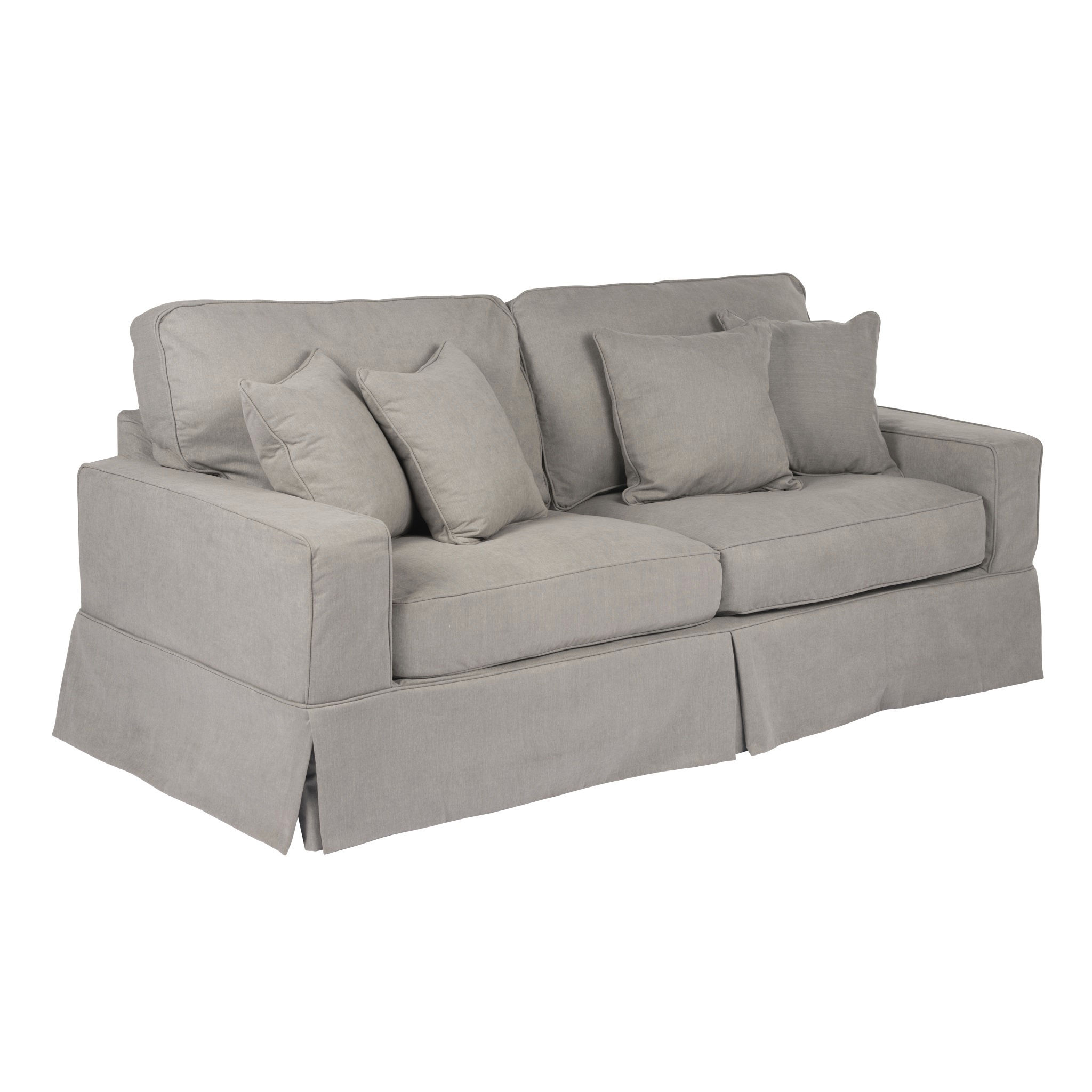 Sunset Trading Americana Replacement Slipcover Only for Box Cushion Track Arm Sofa | Performance Fabric Washable Water-Resistant Stain-Proof | Gray