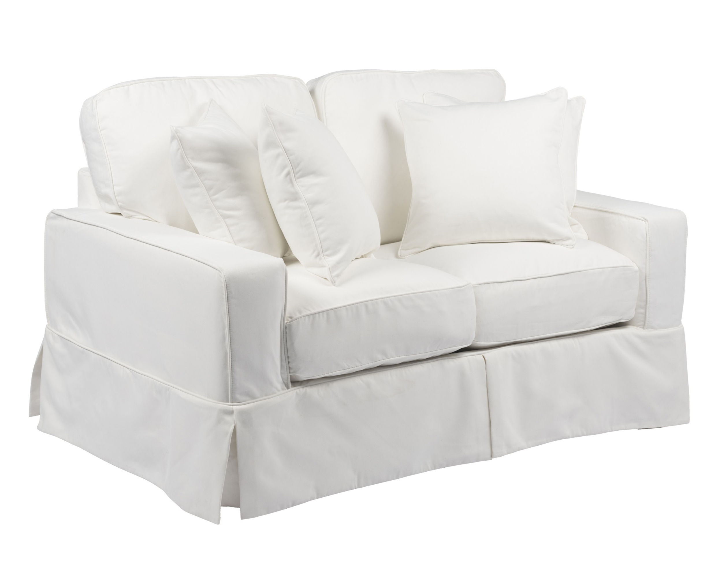 Sunset Trading Americana Replacement Slipcover Only for Box Cushion Track Arm Loveseat | Performance Fabric Washable Water-Resistant Stain-Proof | White