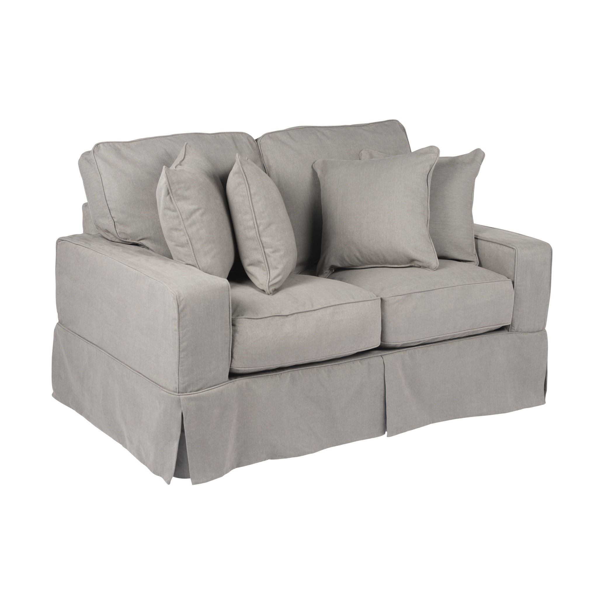 Sunset Trading Americana Replacement Slipcover Only for Box Cushion Track Arm Loveseat | Performance Fabric Washable Water-Resistant Stain-Proof | Gray
