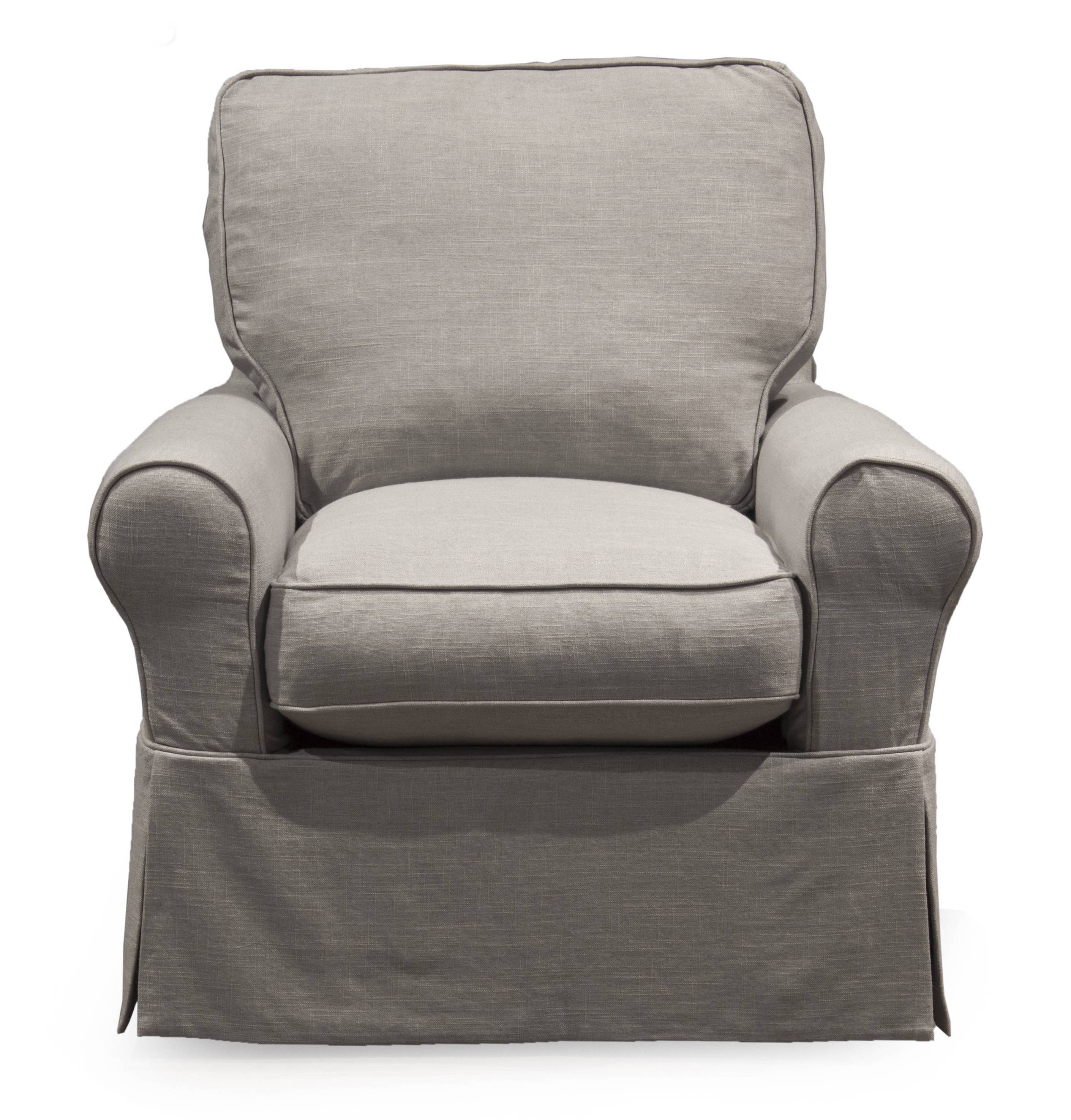 Sunset Trading Horizon Light Gray Slipcovered Swivel Rocking Chair