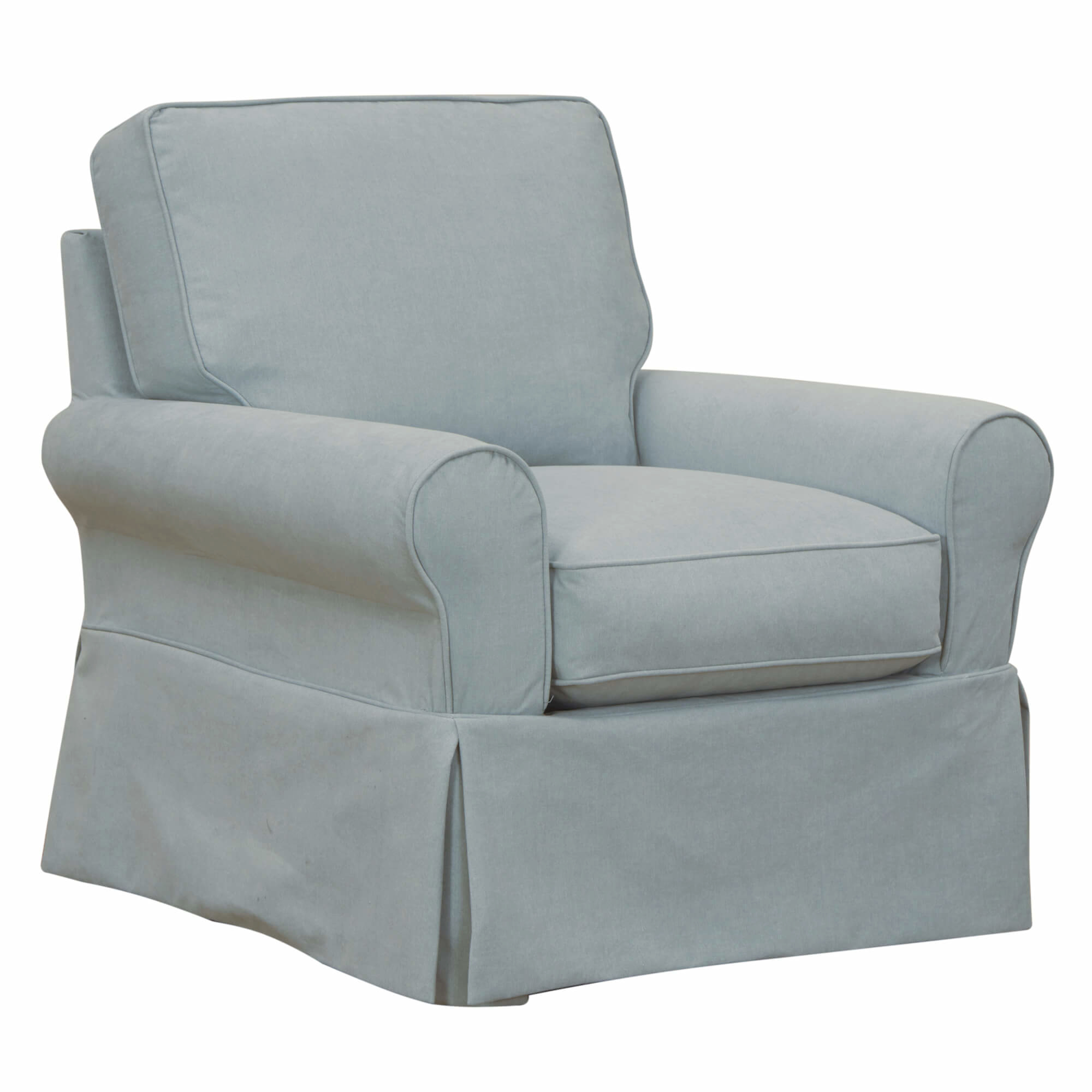 Sunset Trading Horizon Ocean Blue Fabric Slipcovered Swivel Rocking Chair