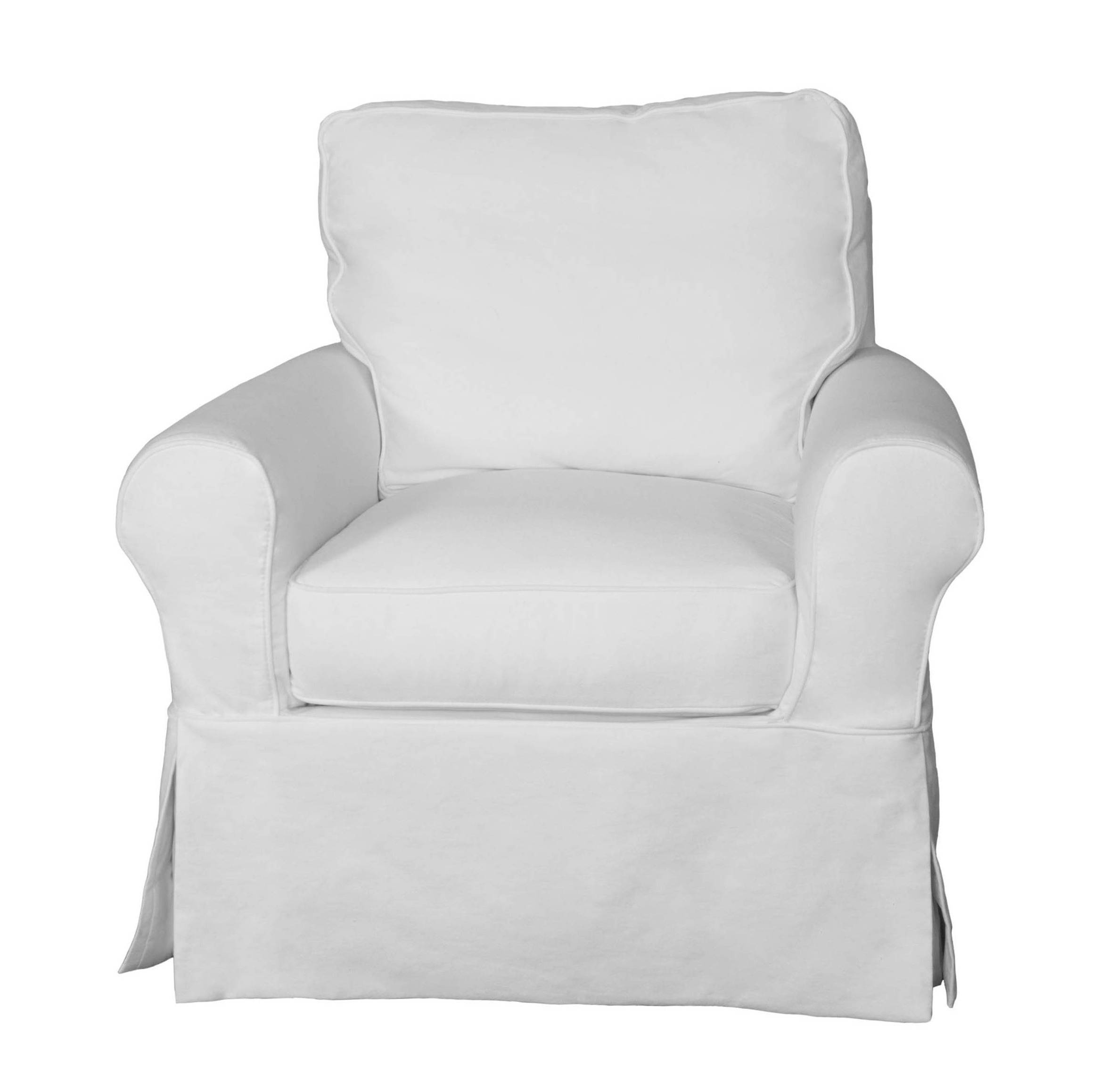 Sunset Trading Horizon Warm White Slipcovered Swivel Rocking Chair