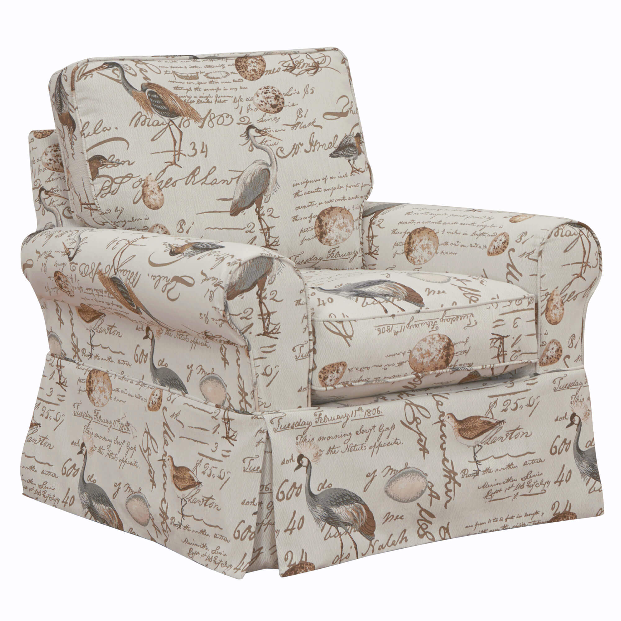Sunset Trading Horizon Cream Brown Gray Box Cushion Chair Striped Slipcover...