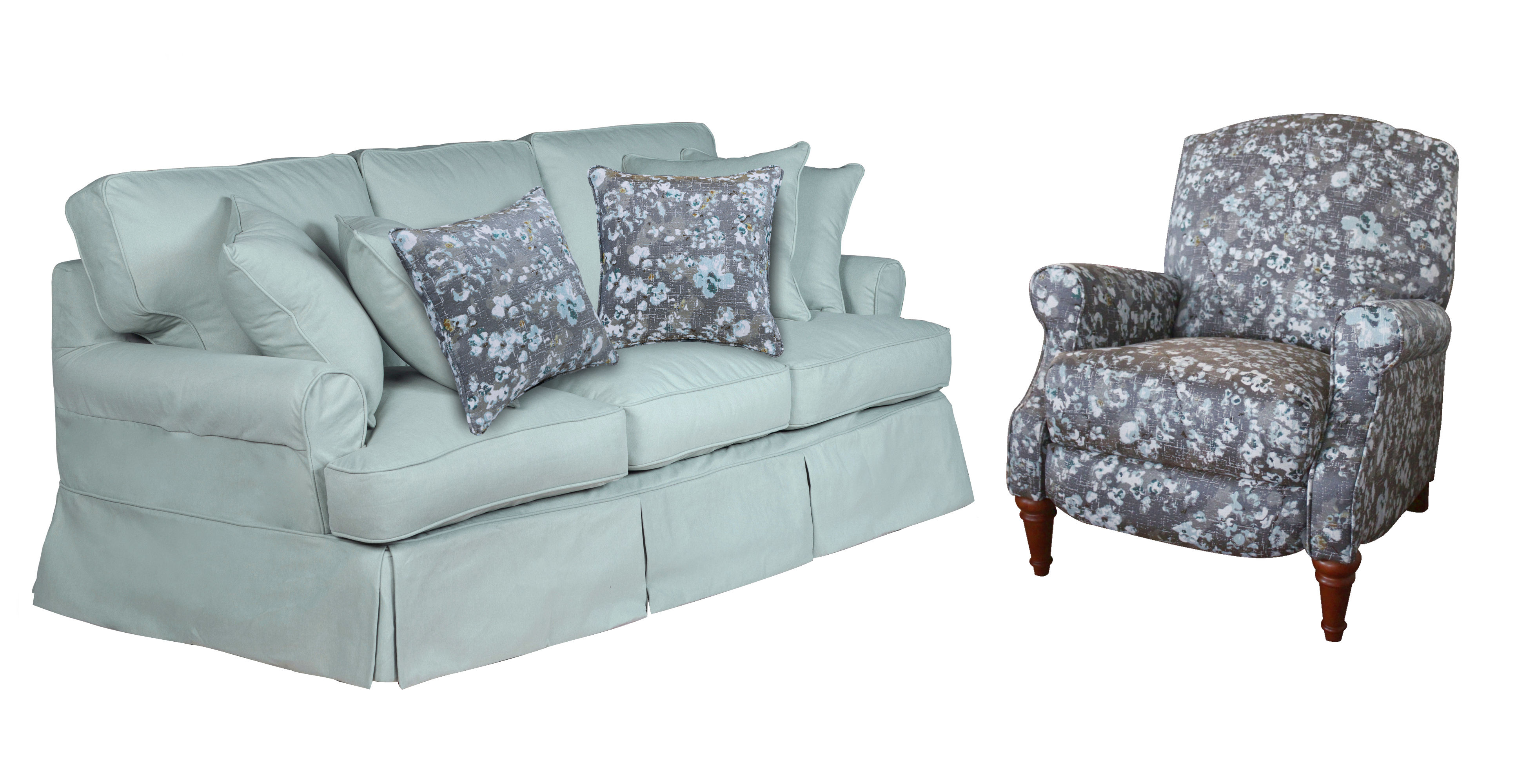 Sunset Trading Horizon Ocean Blue Gray 2pc Living Room Set with Recliner