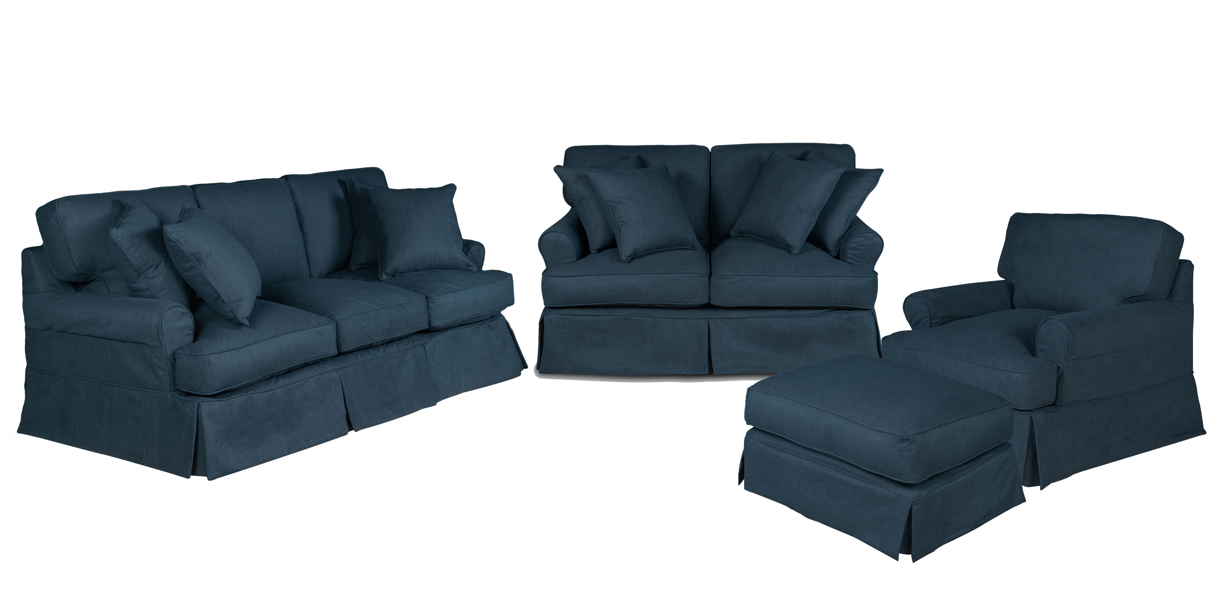 Sunset Trading Horizon Navy Blue Slipcovered 4pc Living Room Set