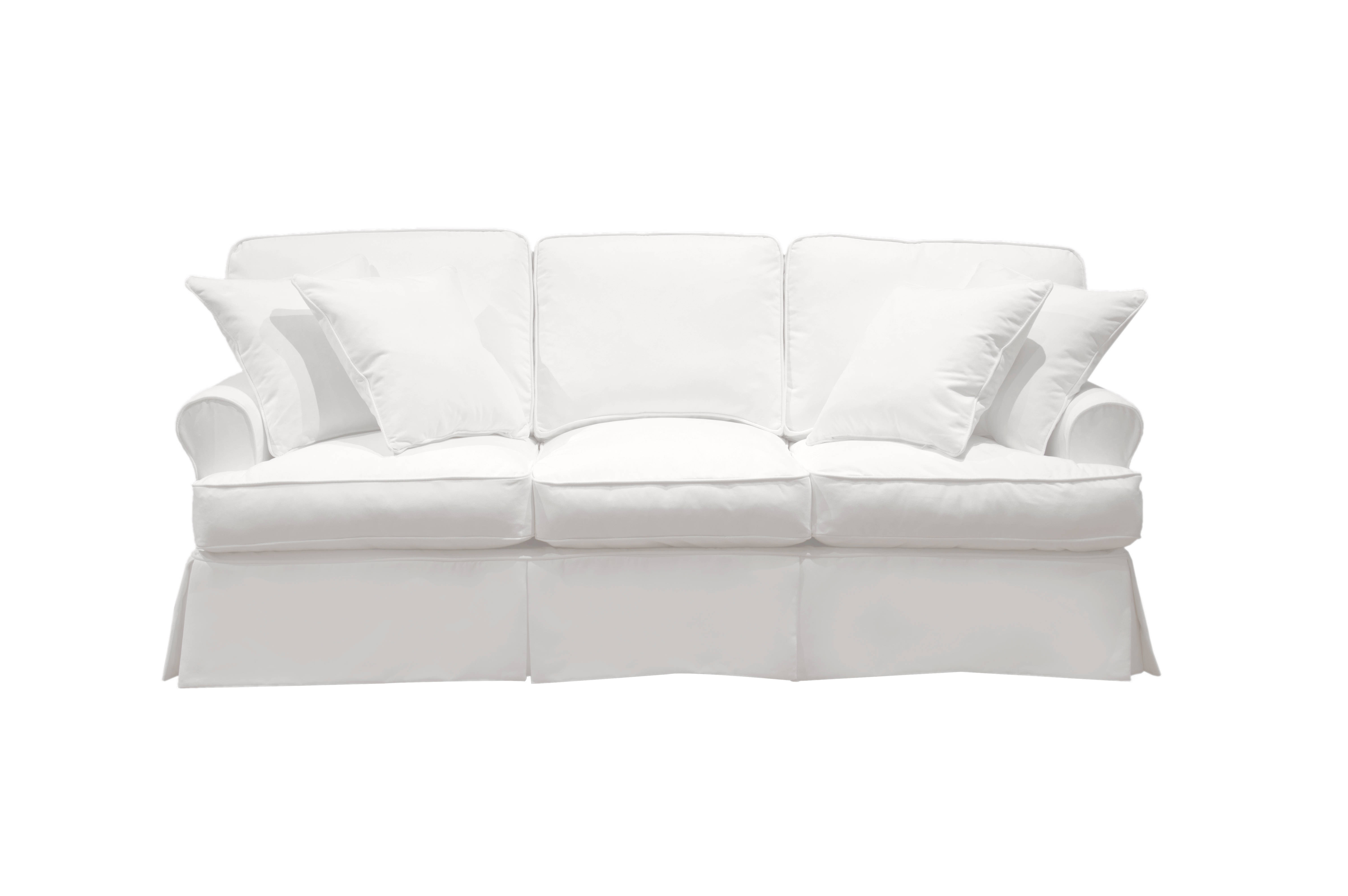 Sunset Trading Horizon T-Cushion Slipcovered Sofa | Performance Fabric Washable Water-Resistant Stain-Proof | White