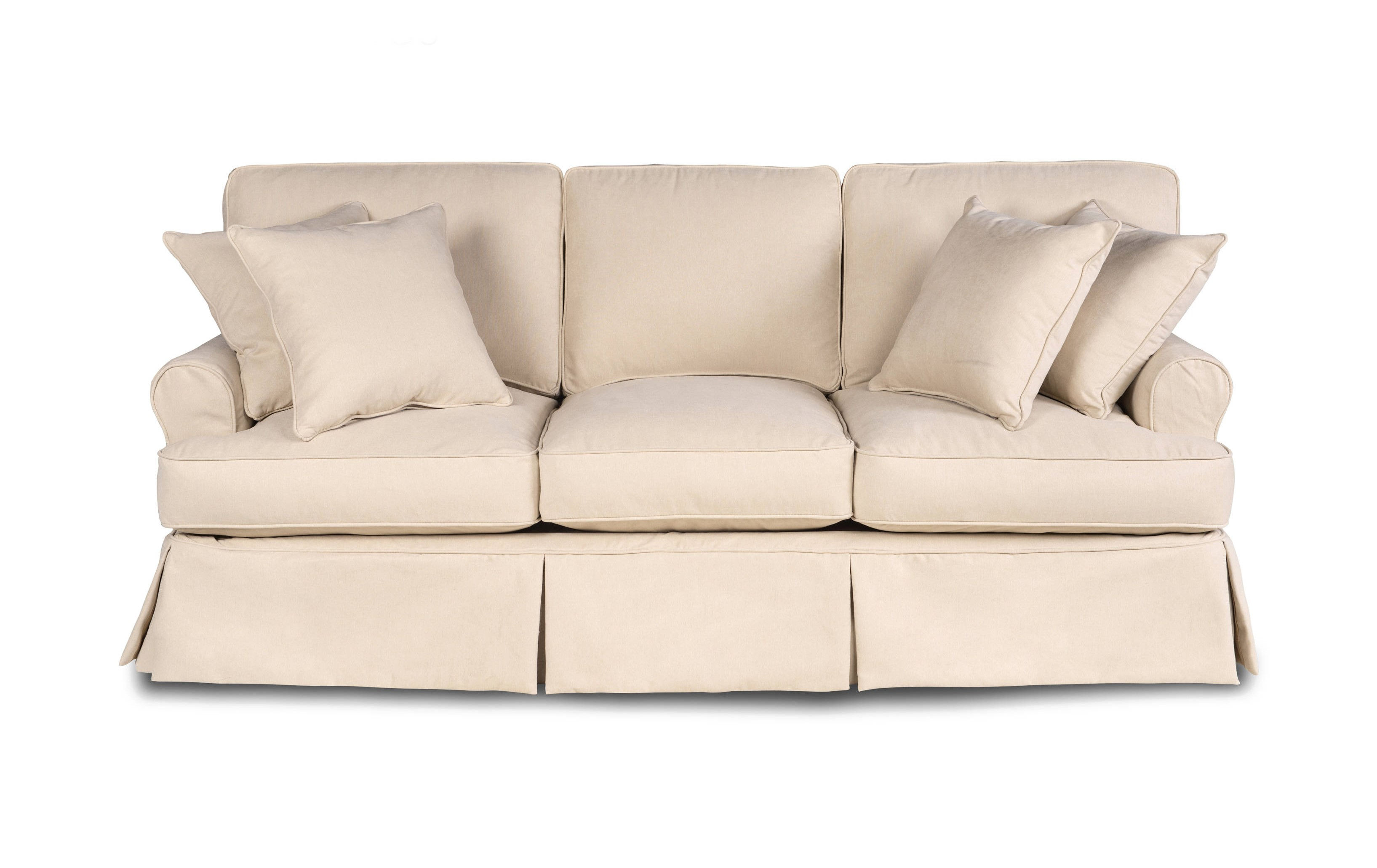 Sunset Trading Horizon T-Cushion Slipcovered Sofa | Performance Fabric Washable Water-Resistant Stain-Proof | Tan