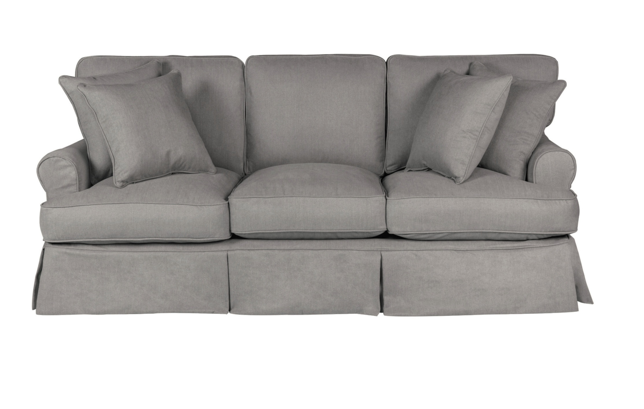 Sunset Trading Horizon T-Cushion Slipcovered Sofa | Performance Fabric Washable Water-Resistant Stain-Proof | Gray