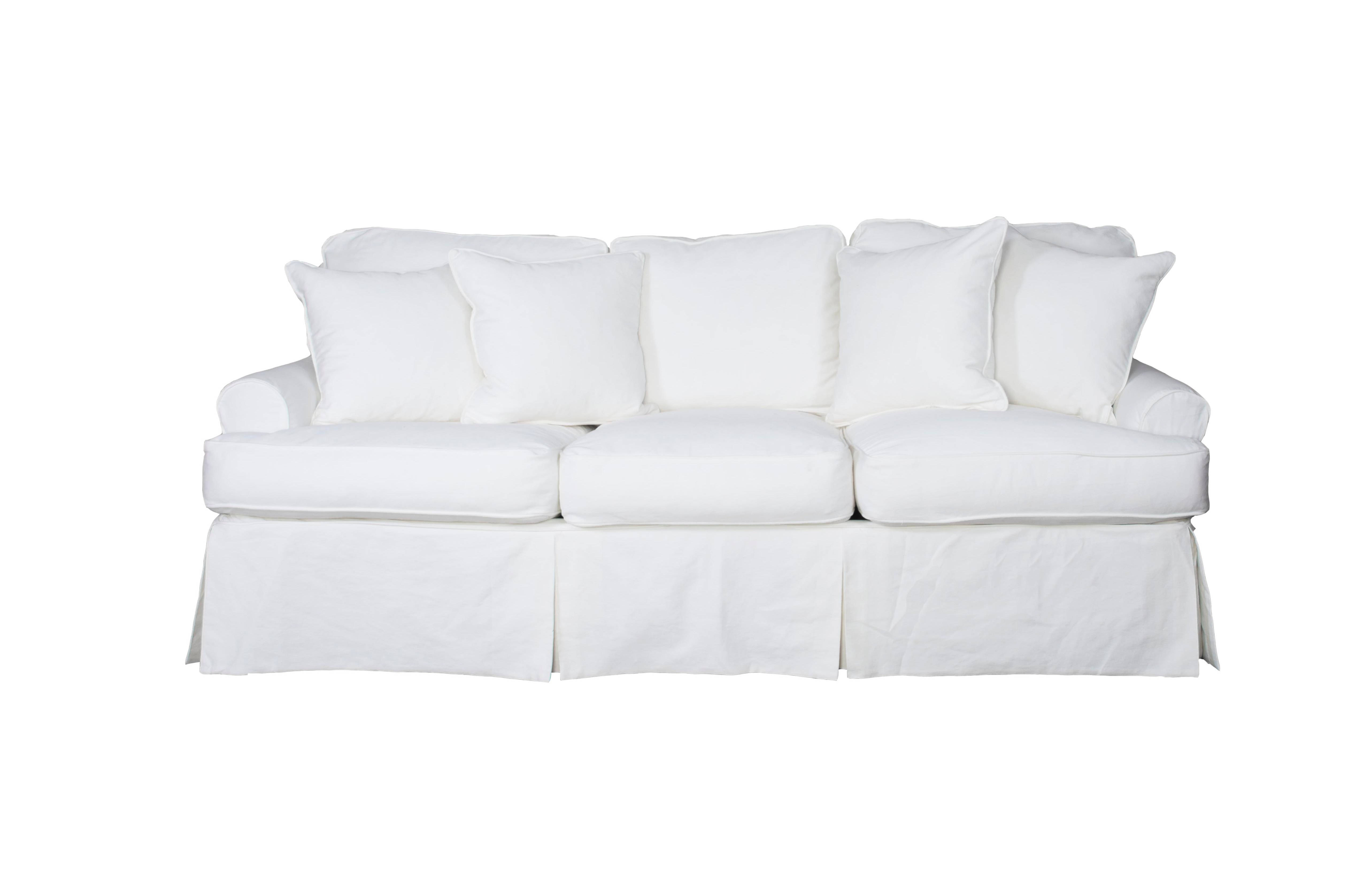 Sunset Trading Horizon Warm White Fabric T Cushion Slipcovered Sofa