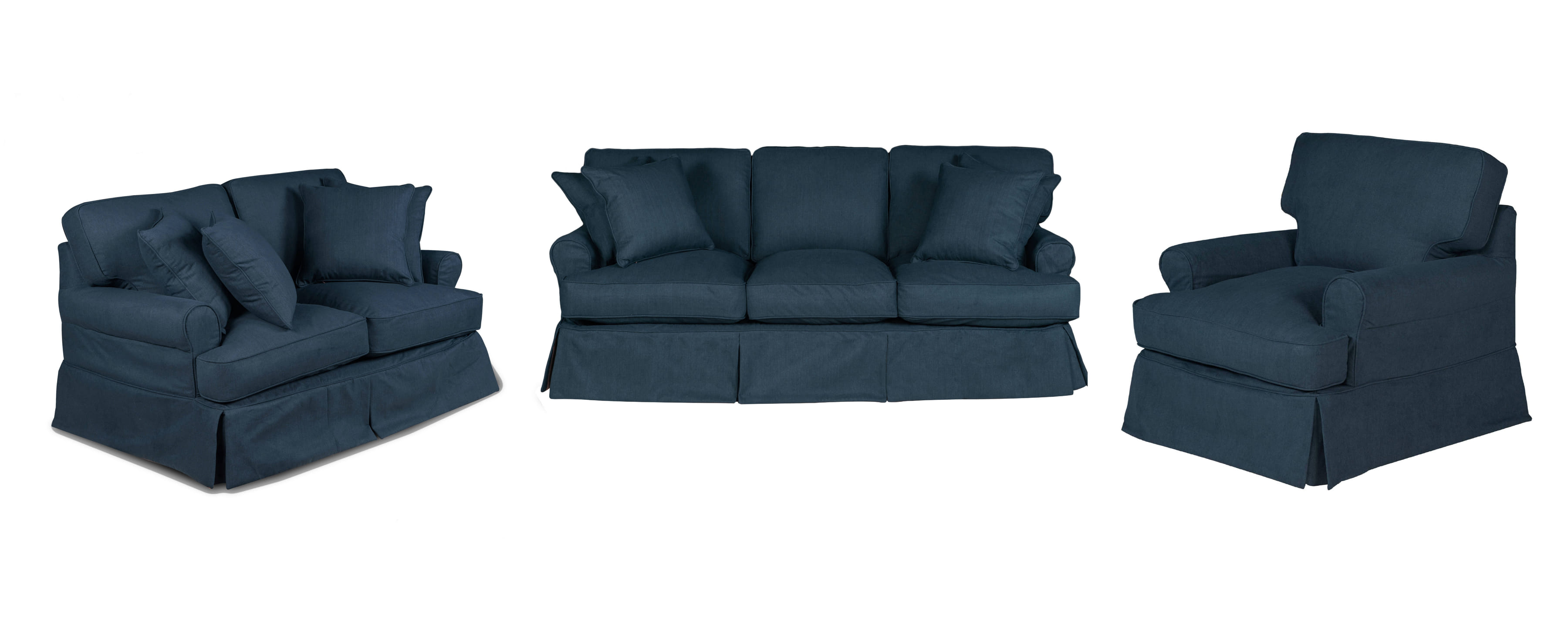 Sunset Trading Horizon Navy Blue Fabric 3pc Living Room Set
