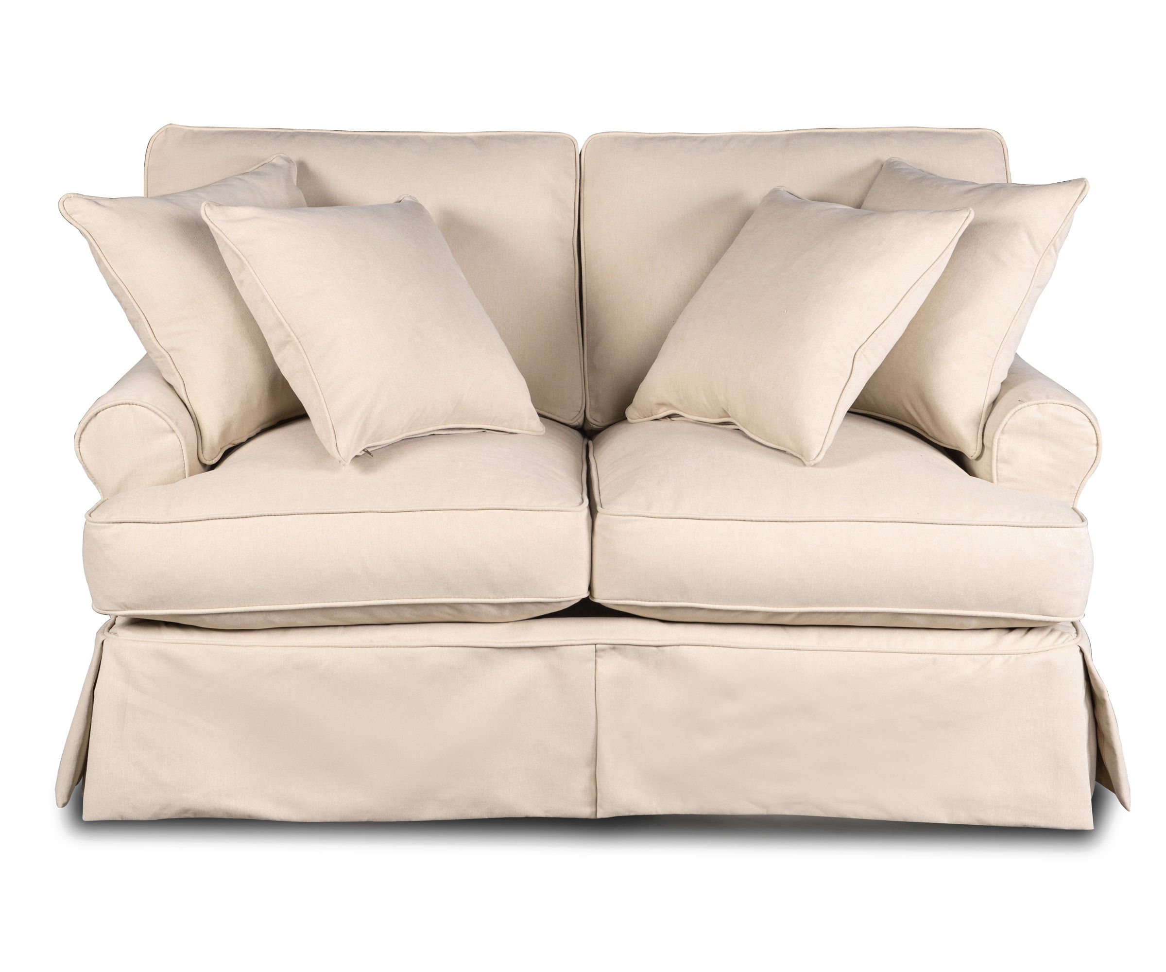 Sunset Trading Horizon T-Cushion Slipcovered Loveseat | Performance Fabric Washable Water-Resistant Stain-Proof | Tan
