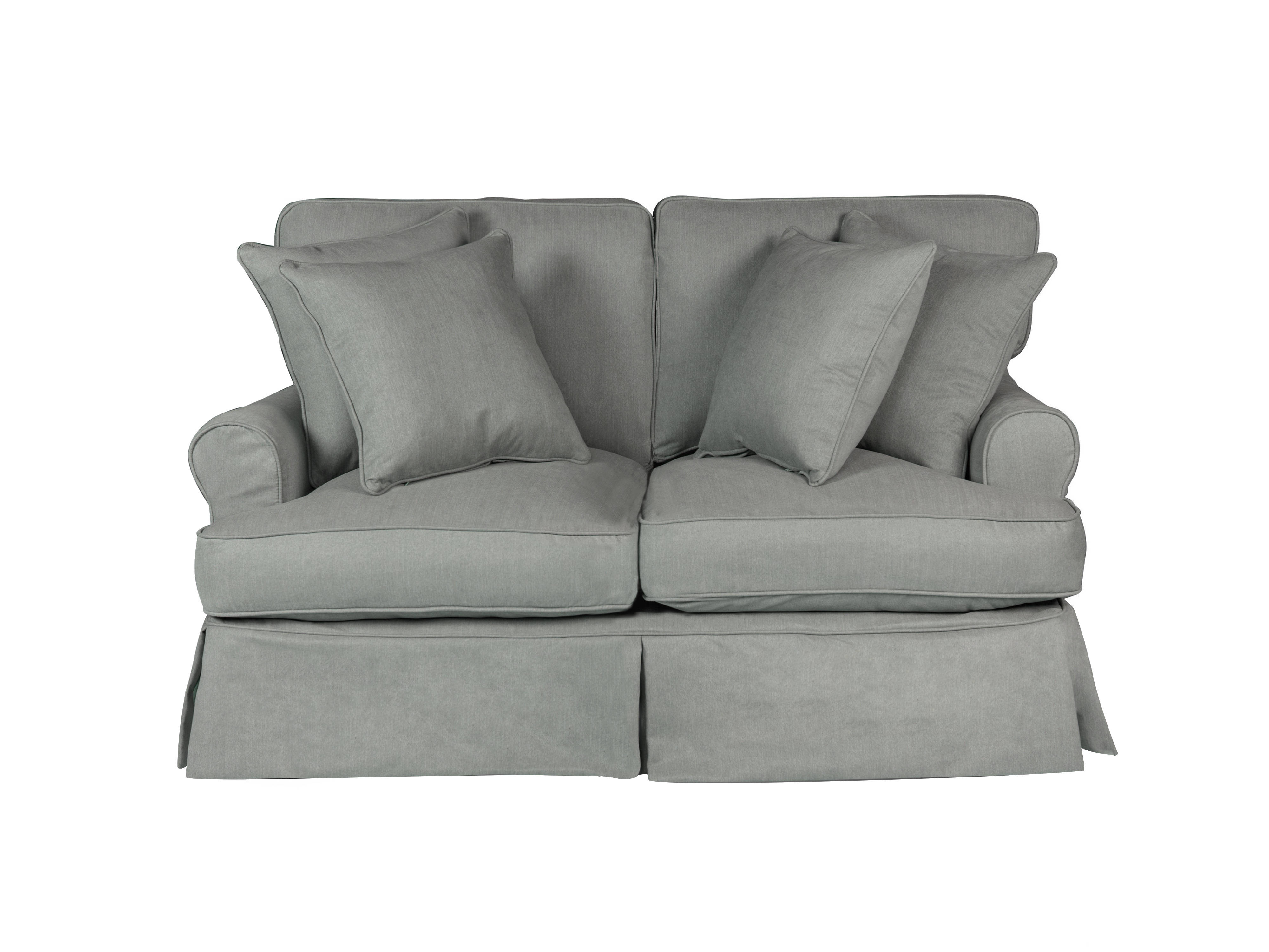 Sunset Trading Horizon T-Cushion Slipcovered Loveseat | Performance Fabric Washable Water-Resistant Stain-Proof | Gray