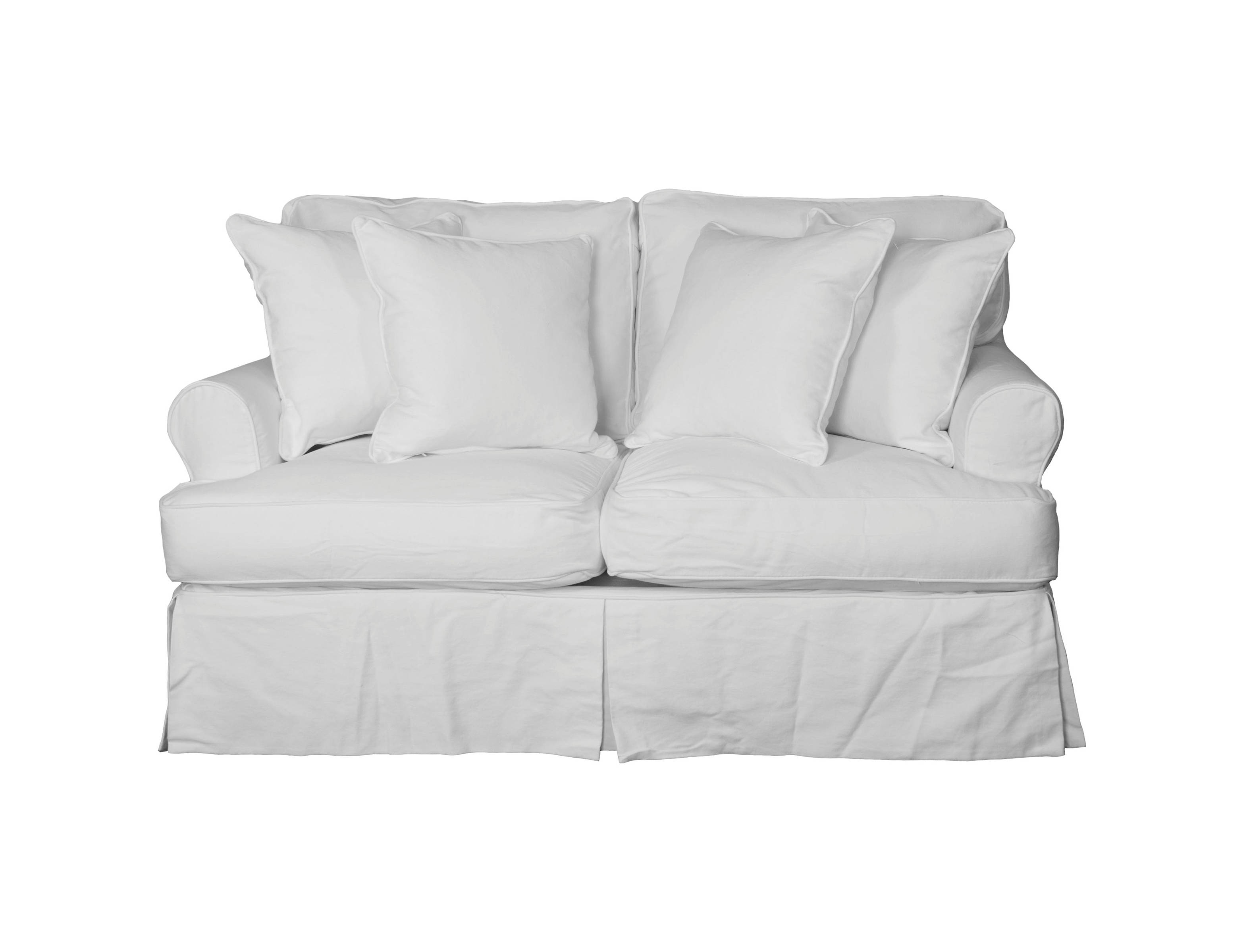 Sunset Trading Horizon Warm White Fabric T Cushion Slipcovered Loveseat
