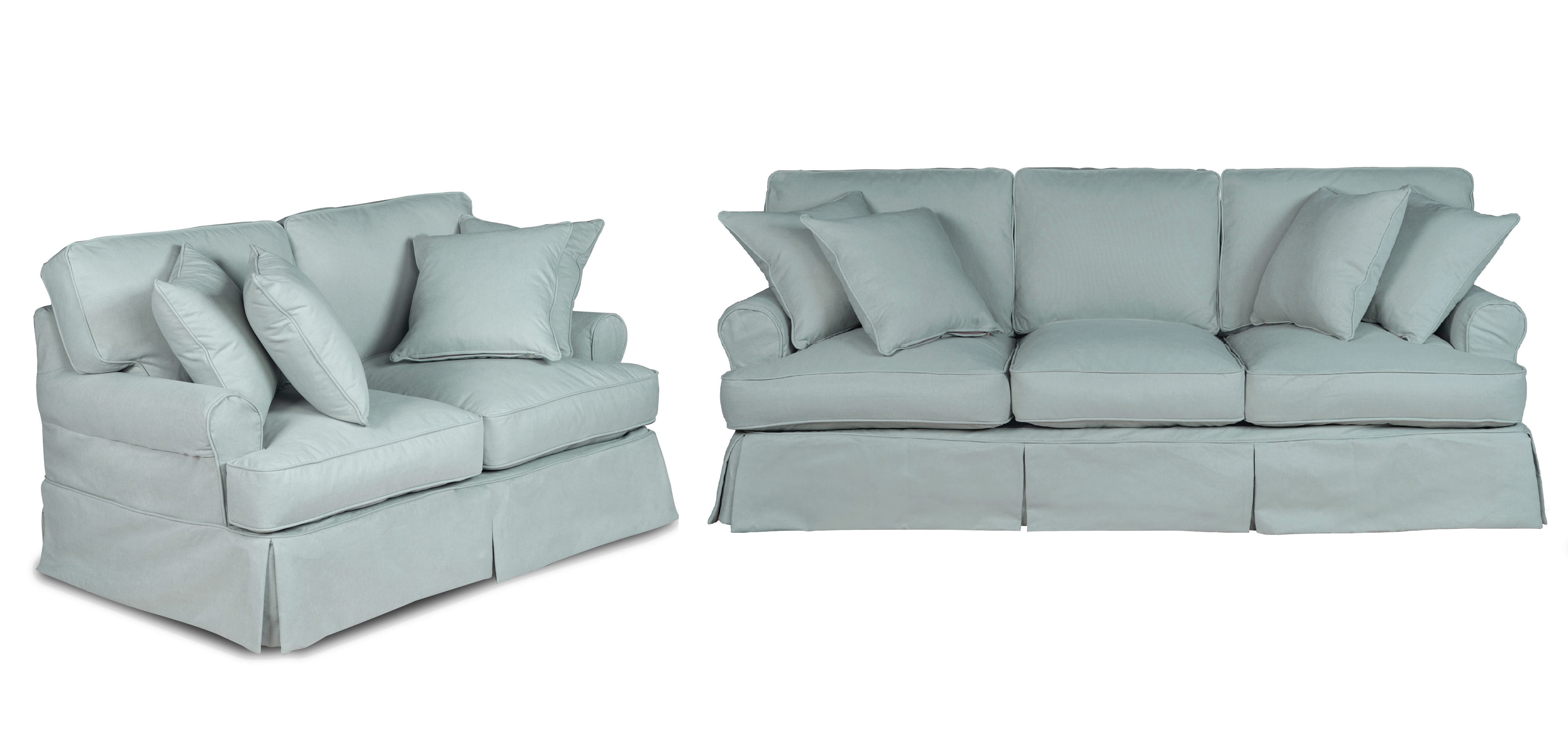 Sunset Trading Horizon Aqua Blue 2pc Living Room Slipcover Only Set