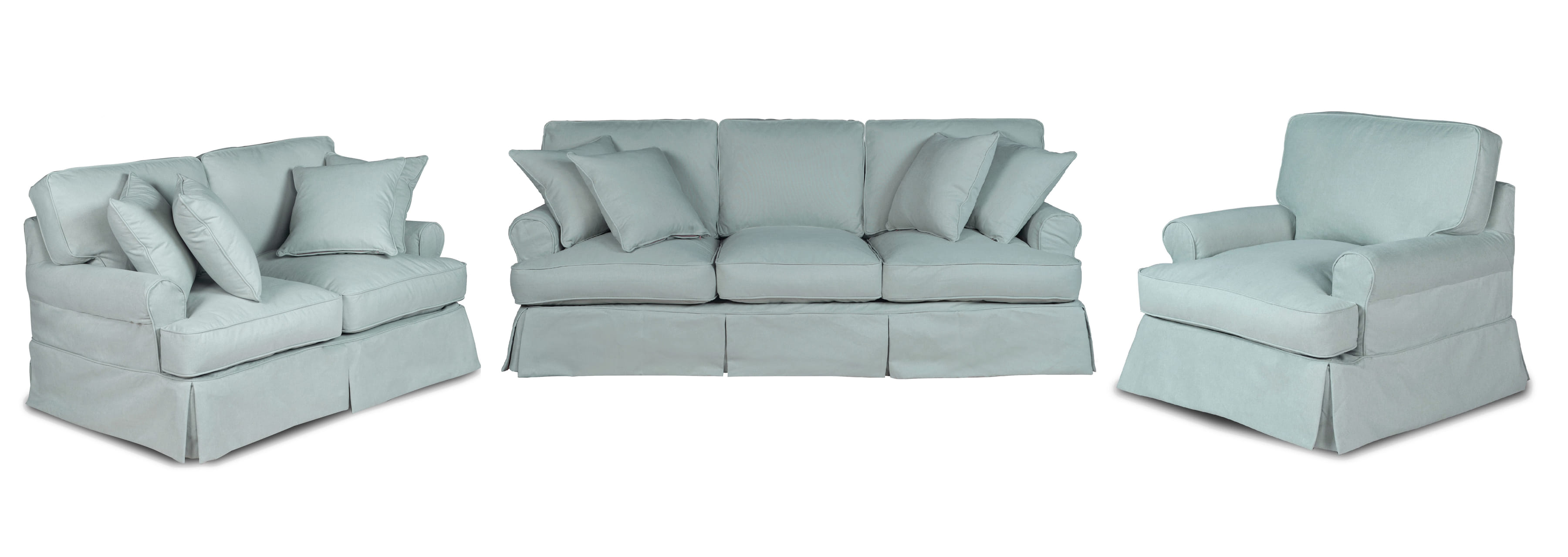 Sunset Trading Horizon Aqua Blue 3pc Living Room Slipcover Set