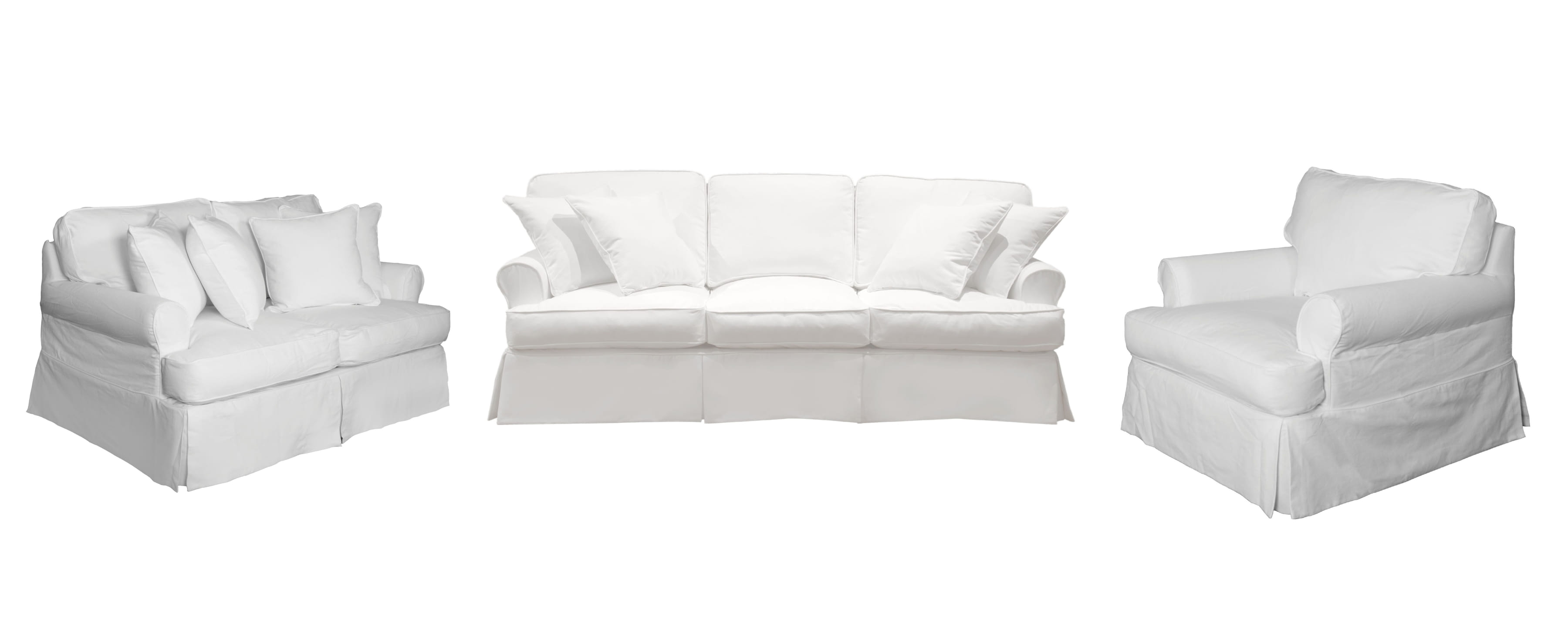 Sunset Trading Horizon Warm White 3pc Living Room Slipcover Set