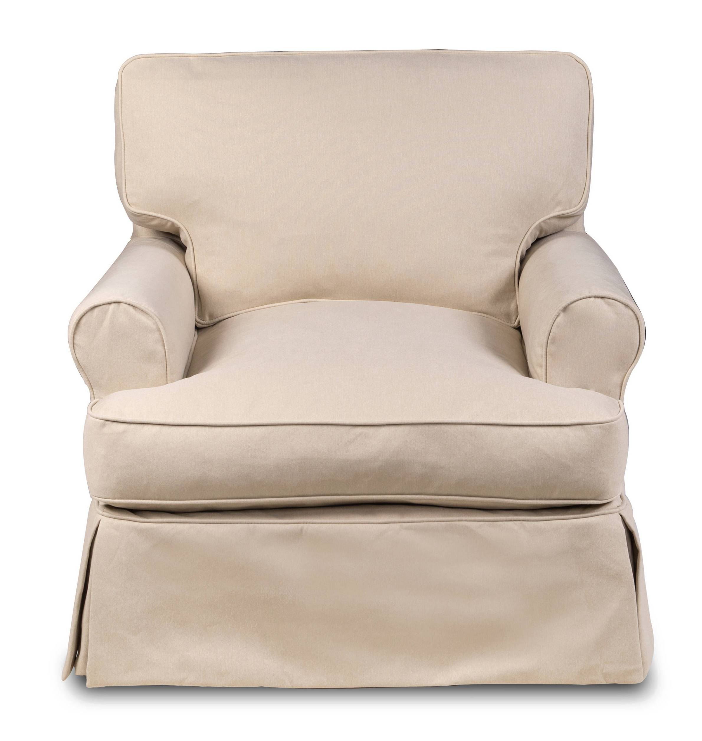 Sunset Trading Horizon Slipcovered T-Cushion Chair | Performance Fabric Washable Water-Resistant Stain-Proof | Living Room Accent Armchair | Tan
