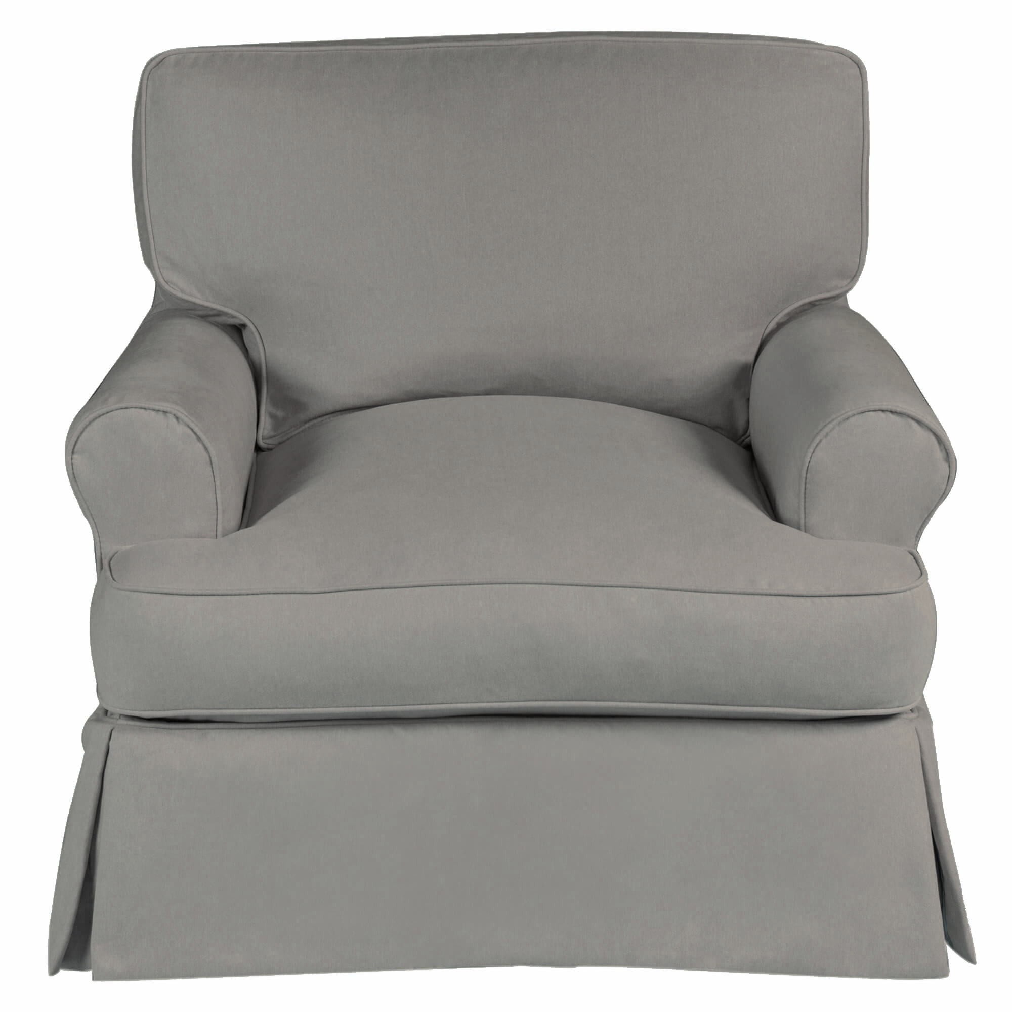 Sunset Trading Horizon Slipcovered T-Cushion Chair | Performance Fabric Washable Water-Resistant Stain-Proof | Living Room Accent Armchair | Gray