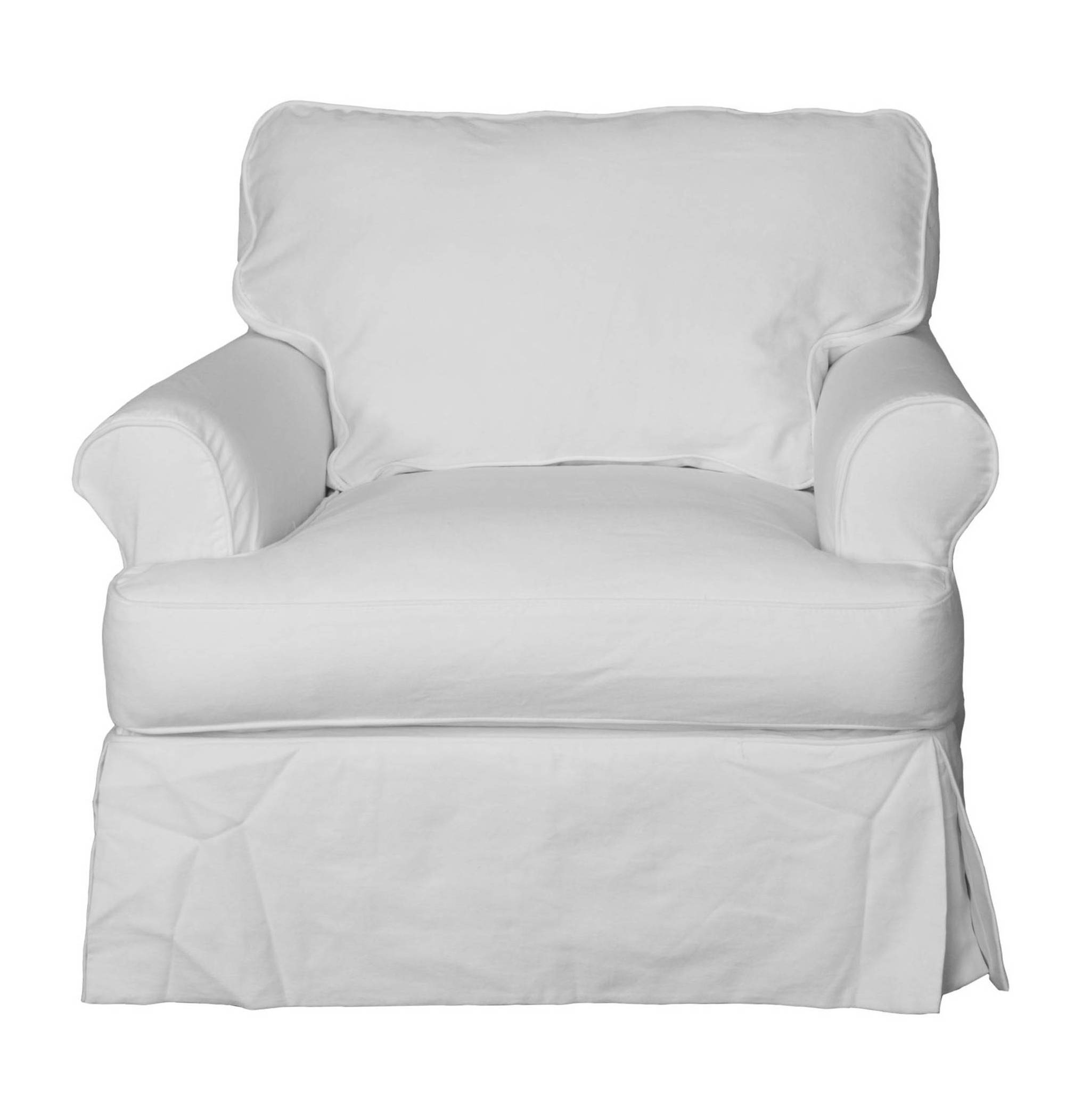 Sunset Trading Horizon Warm White Fabric Slipcovered T Cushion Chair