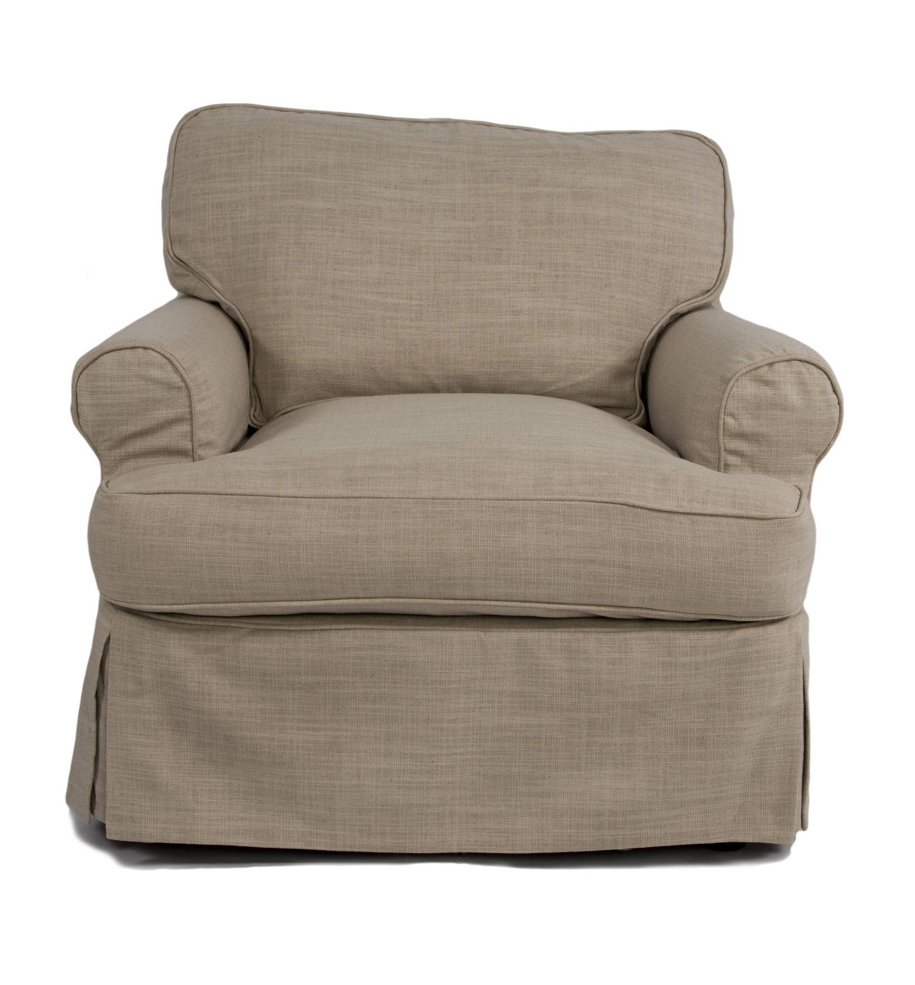 Sunset Trading Horizon Slipcovered T-Cushion Chair | Living Room Accent Armchair | Linen Tan