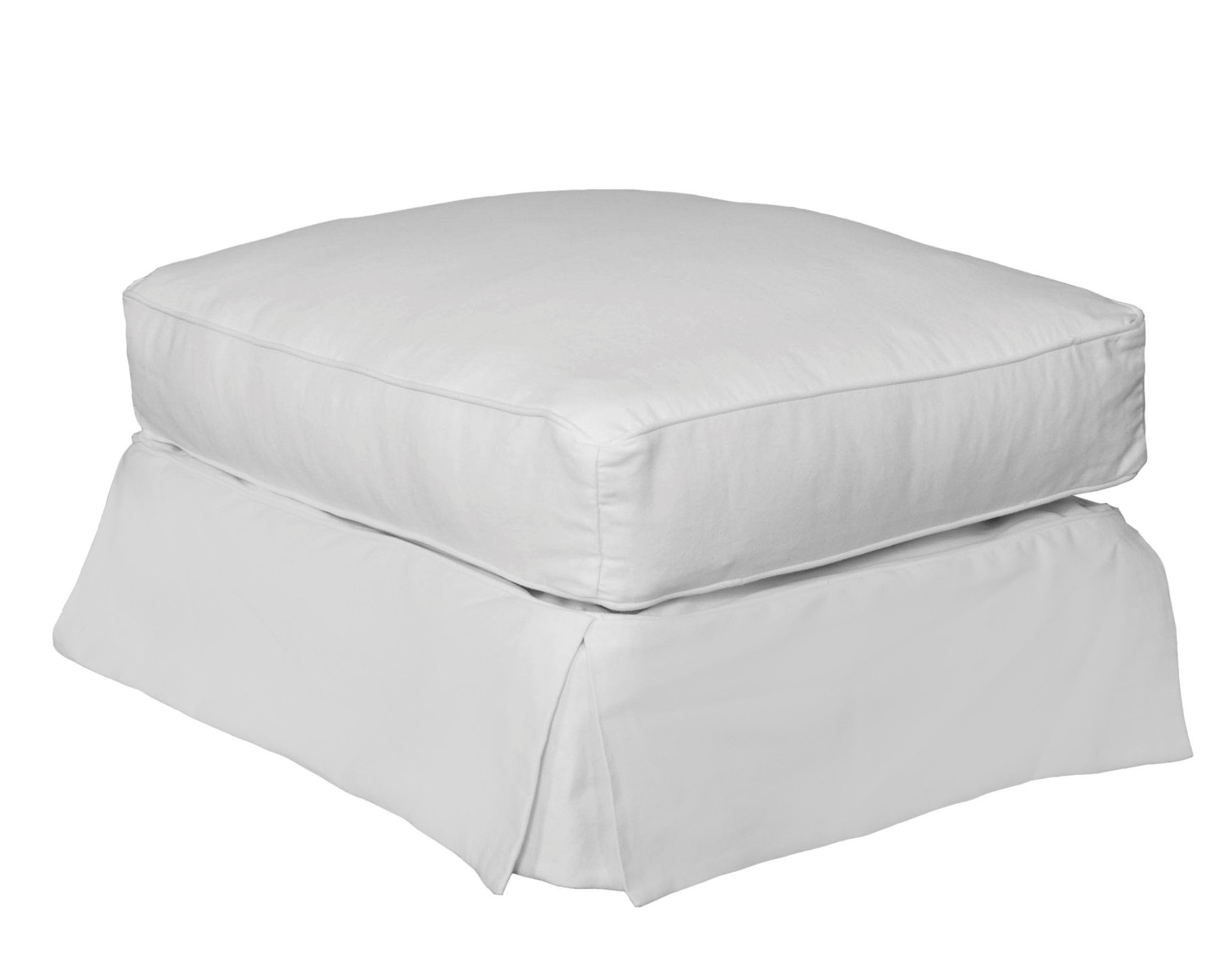Sunset Trading Horizon Warm White Fabric Slipcovered Ottoman