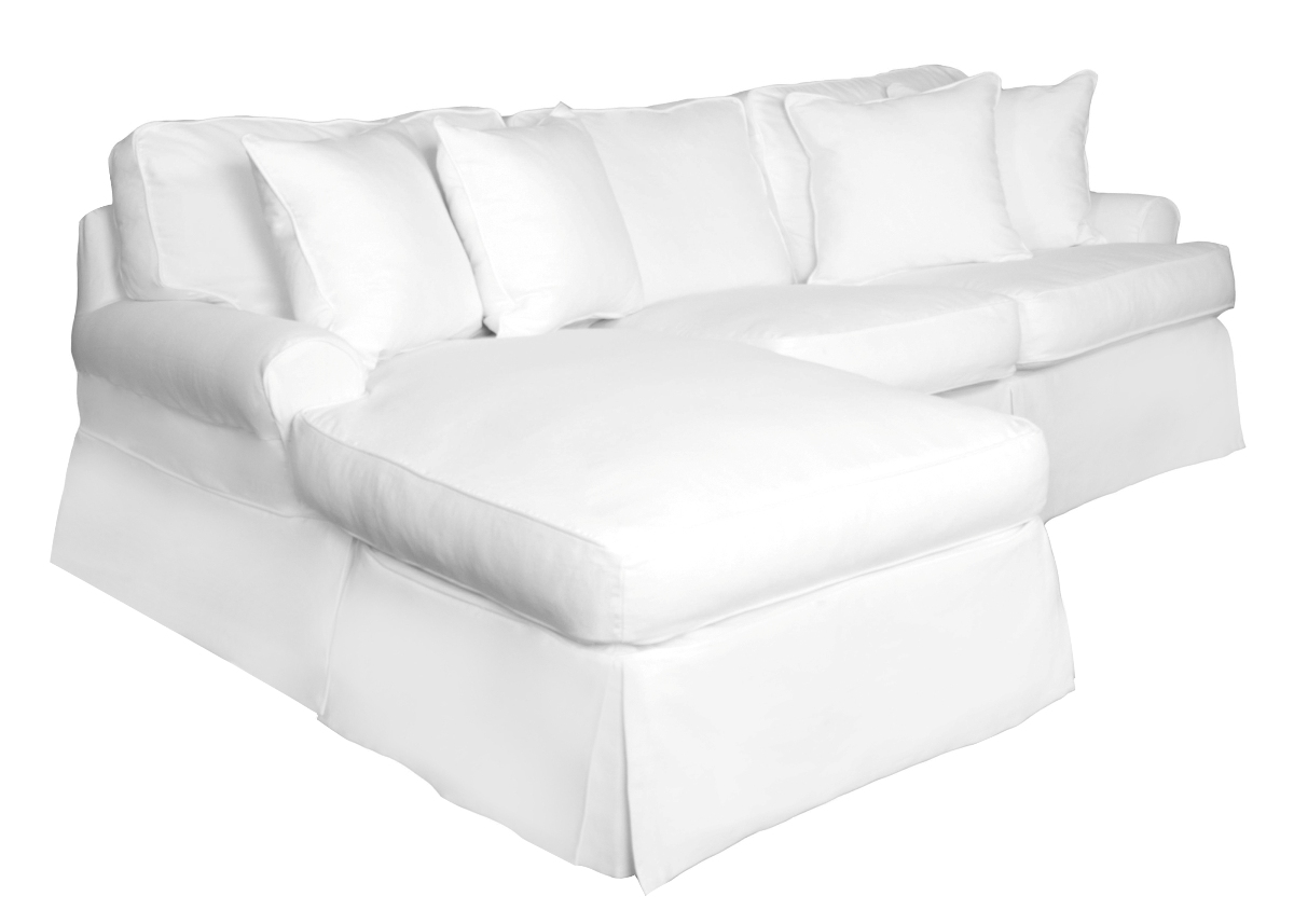 Sunset Trading Horizon Warm White Fabric Slipcovered Sleeper Sectional